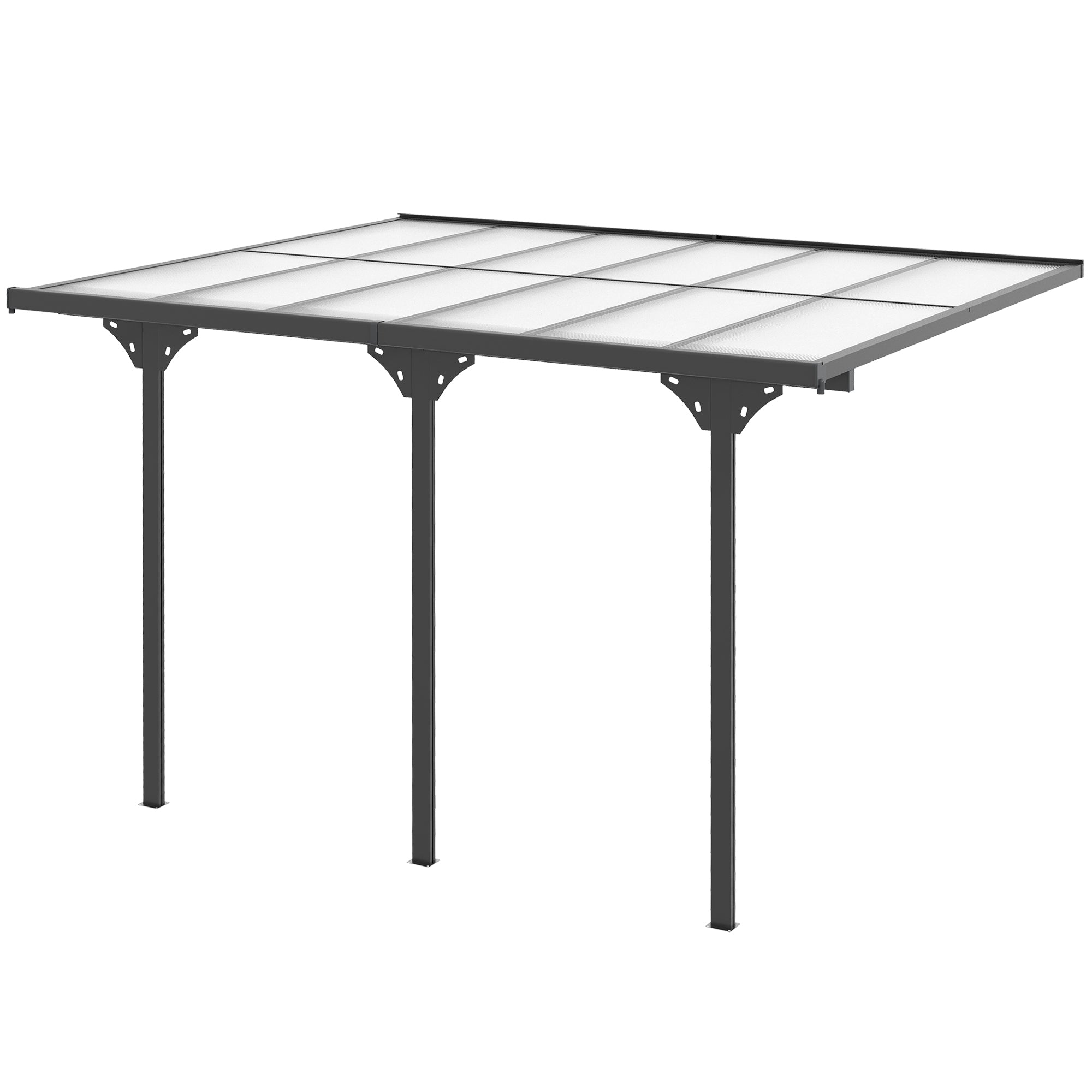 Outsunny 10' x 12' Outdoor Hardtop Pergola Gazebo with Polycarbonate Roof Adjustable Height, Aluminum Frame, UV Protection, Grey