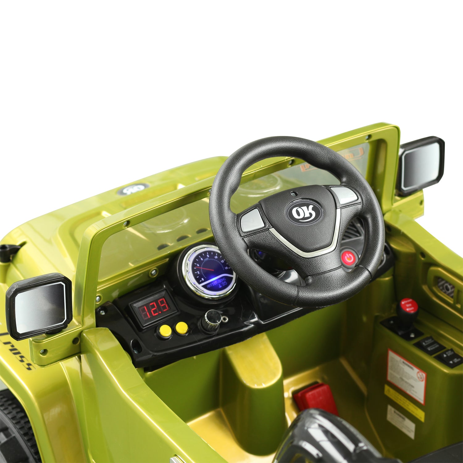 Aosom 12V Kids Electric Ride On Car Toy Truck with Remote Control 2 Speeds Lights MP3 LCD Power Indicator, Green