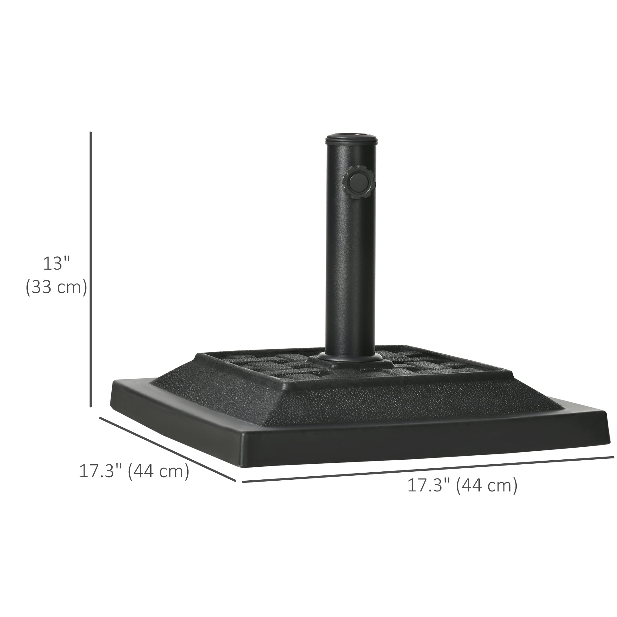 Outsunny 26 lb Heavy Duty Patio Umbrella Base, Square Resin Market Umbrella Stand for Outdoor, Garden, Backyard, Black