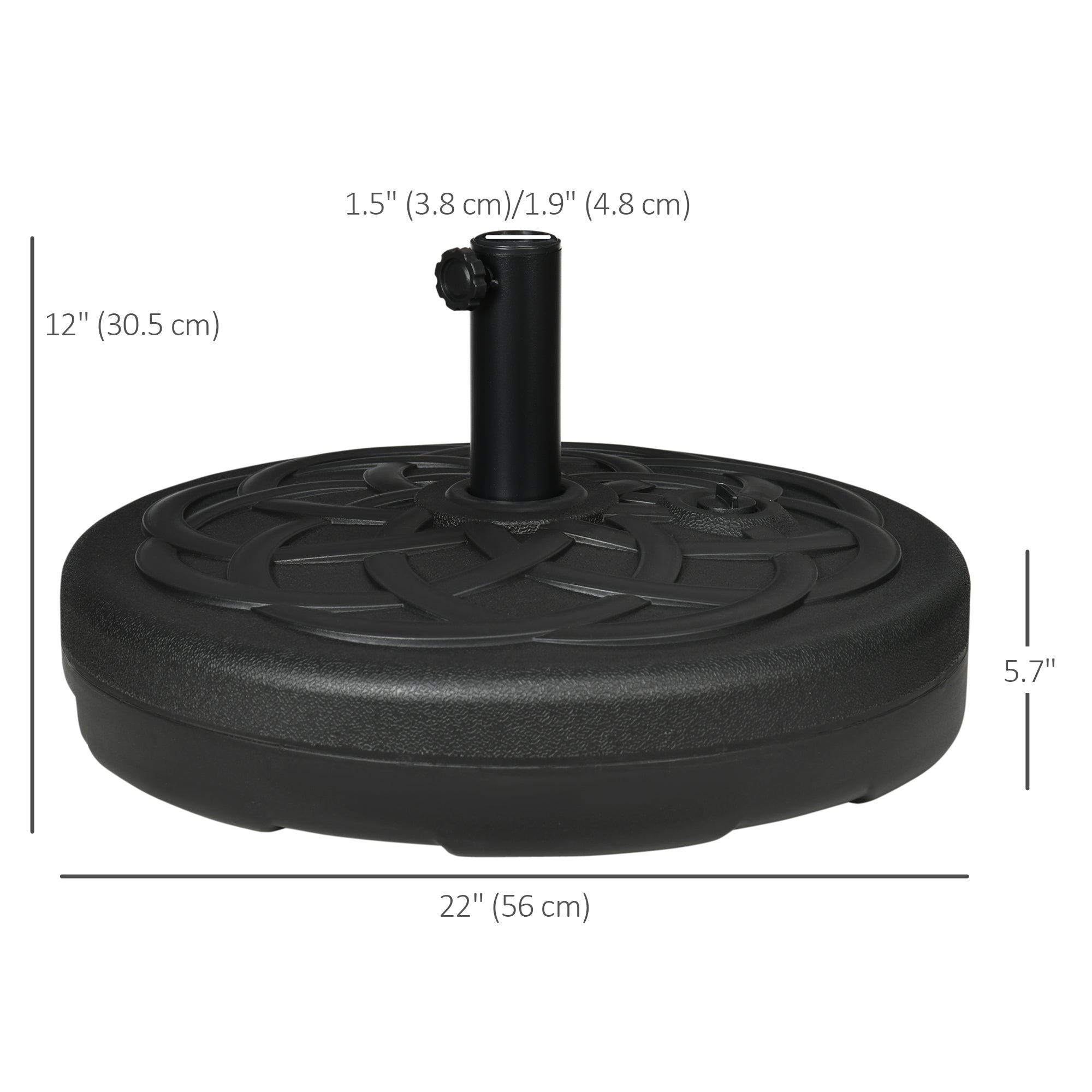 Outsunny 77 lb Heavy Duty Patio Umbrella Base, 22" Round Market Umbrella Stand for Deck, Outdoor, Backyard, Black