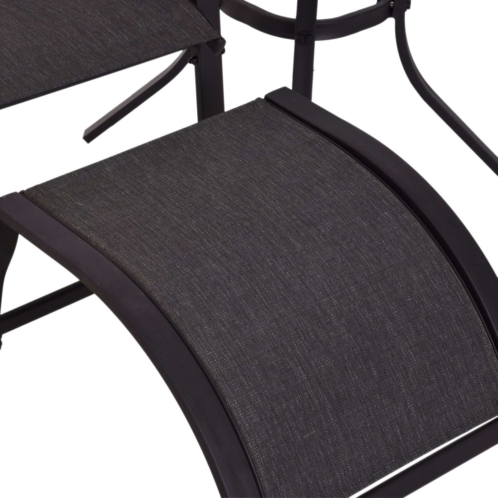 Outsunny 5pcs Outdoor Sling Bistro Set Garden Sun Lounger Chaise Lounge Reclining Chair w/Side Table & Ottoman Balcony Furniture Black