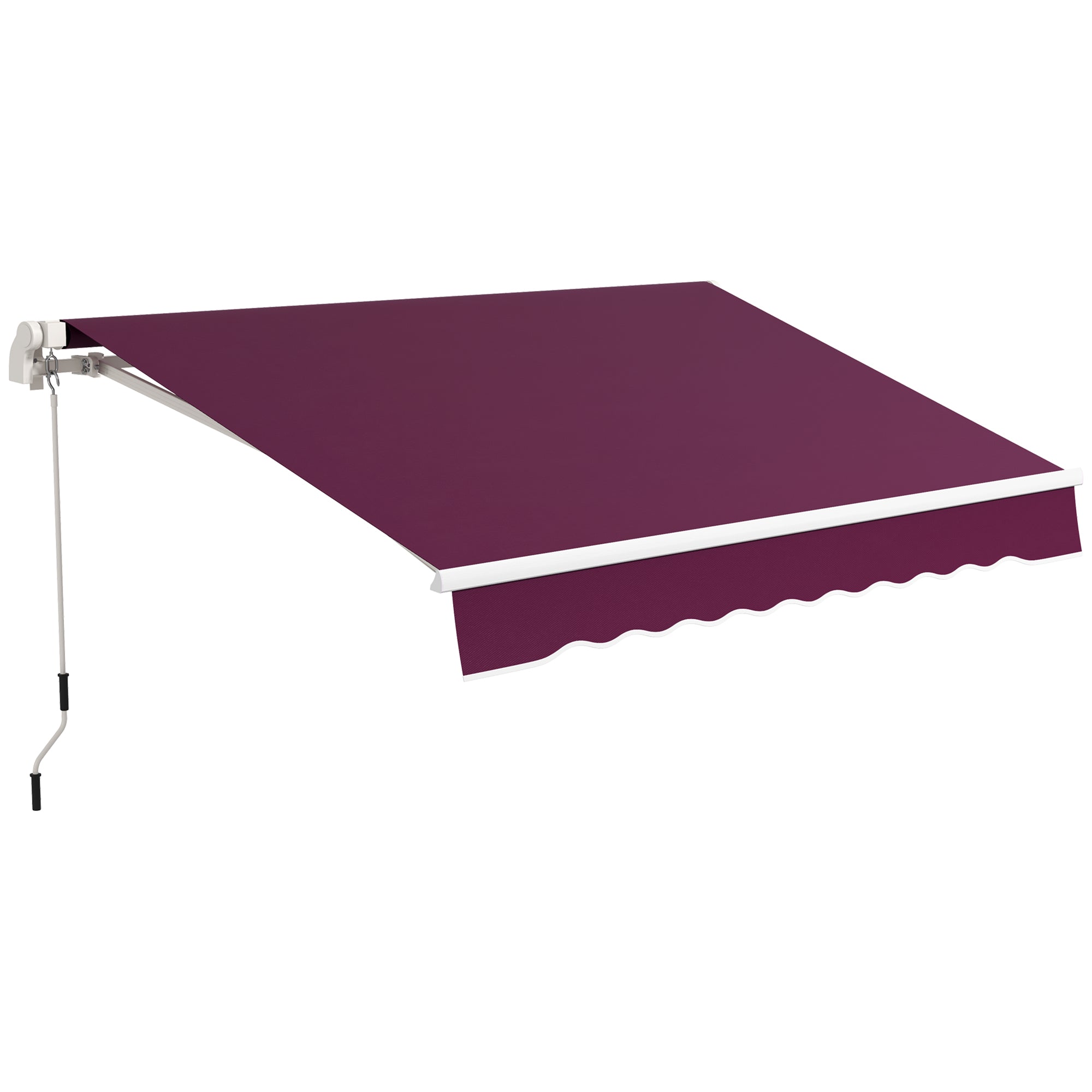 Outsunny 10' x 6.5' Manual Retractable Awning with LED Lights, Aluminum Frame Sun Canopies for Patio Door Window, Wine Red