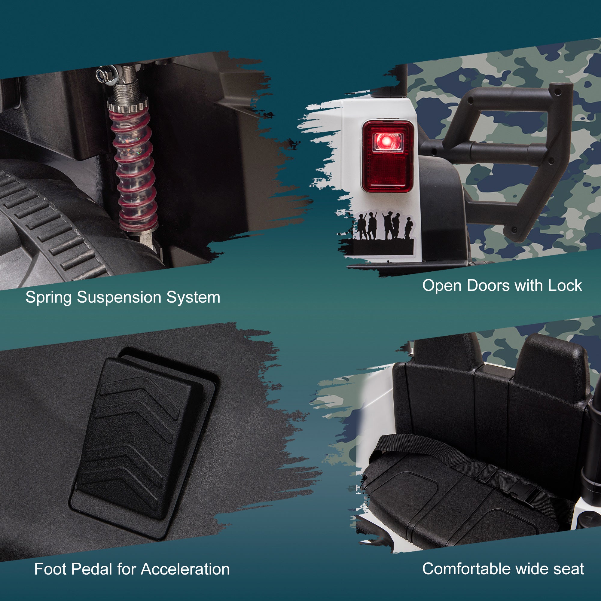 Aosom 12V Battery-powered Kids Jeep Ride On Police Car with Parental Remote Camouflage