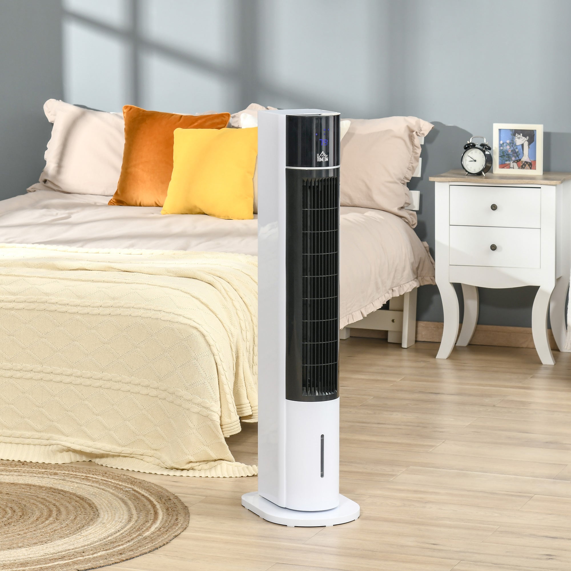 HOMCOM 3-In-1 Cooling Fan, Evaporative Air Cooler with 52° Oscillation, Ice Packs, Remote, 12H Timer, 3 Modes, 3 Speeds, White