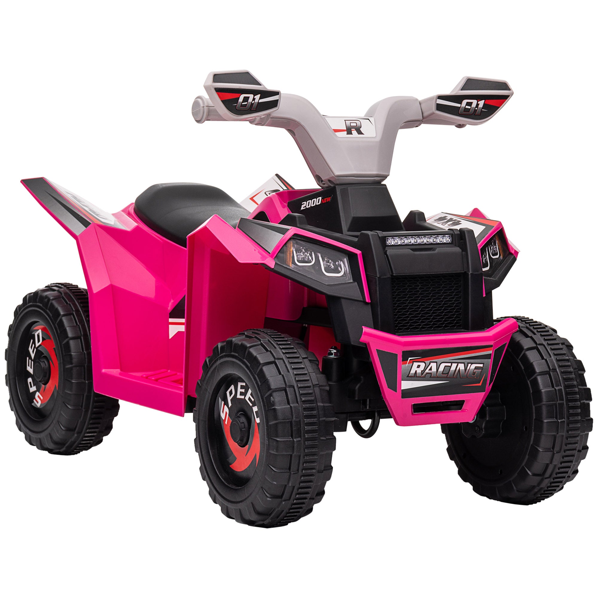 Aosom 6V Quad Kids Electric Car with Wear-resistant Wheels, for Boys and Girls Aged 18-36 Months, Pink