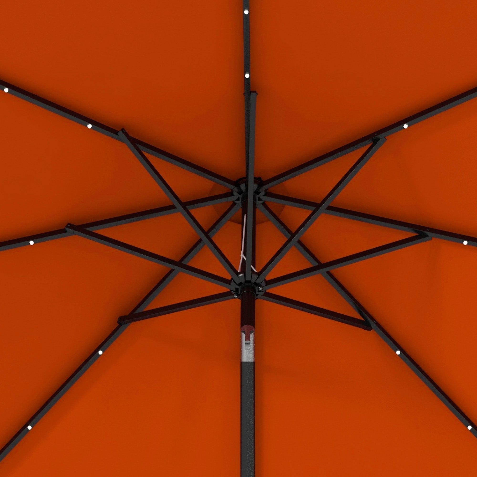 Outsunny 9ft Solar Patio Umbrella Outdoor Sunshade 24 LED Lights Tilt Canopy Orange