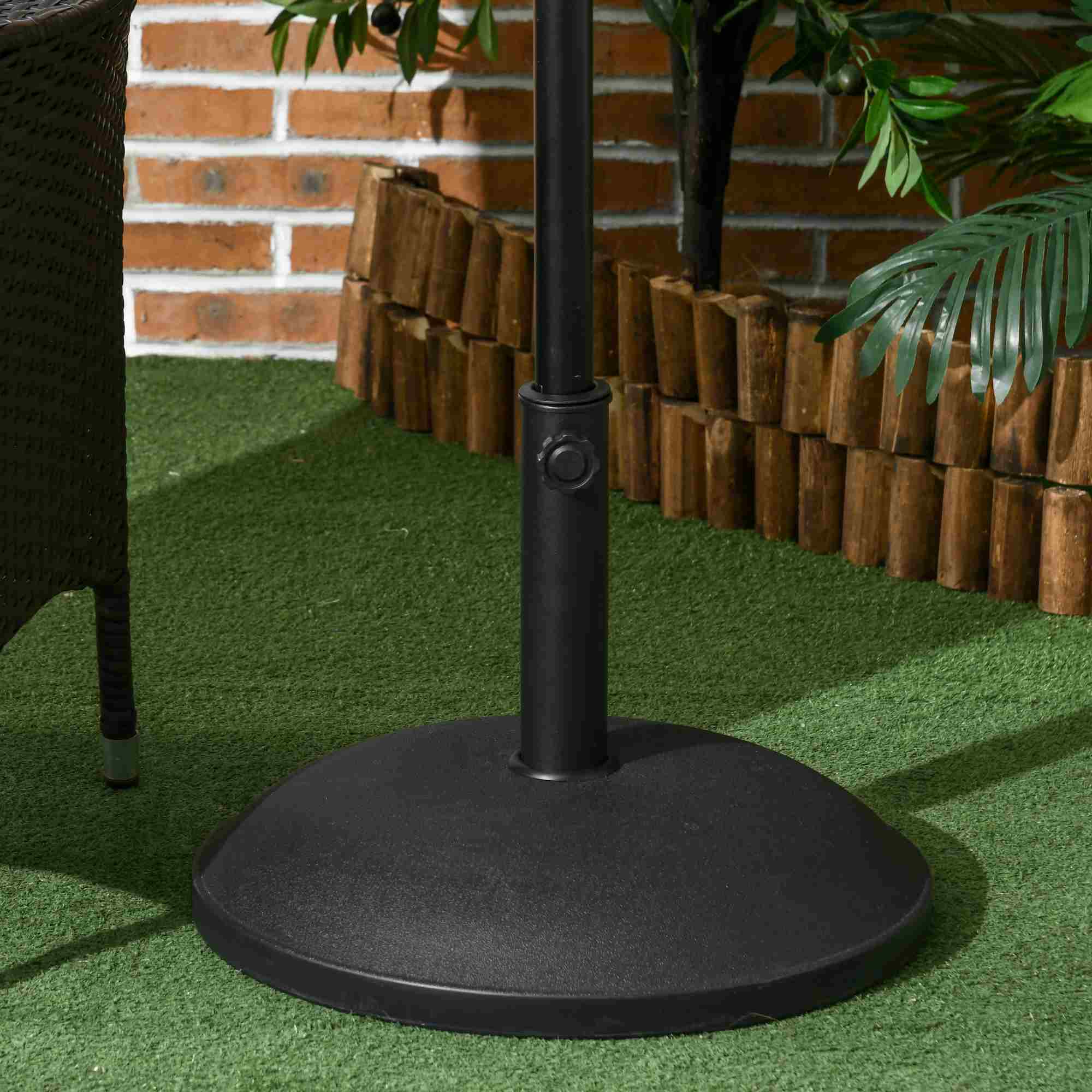 Outsunny 55 lbs Cement Umbrella Base Holder 20" Heavy Duty Round Parasol Stand for Patio, Outdoor, Backyard, Black
