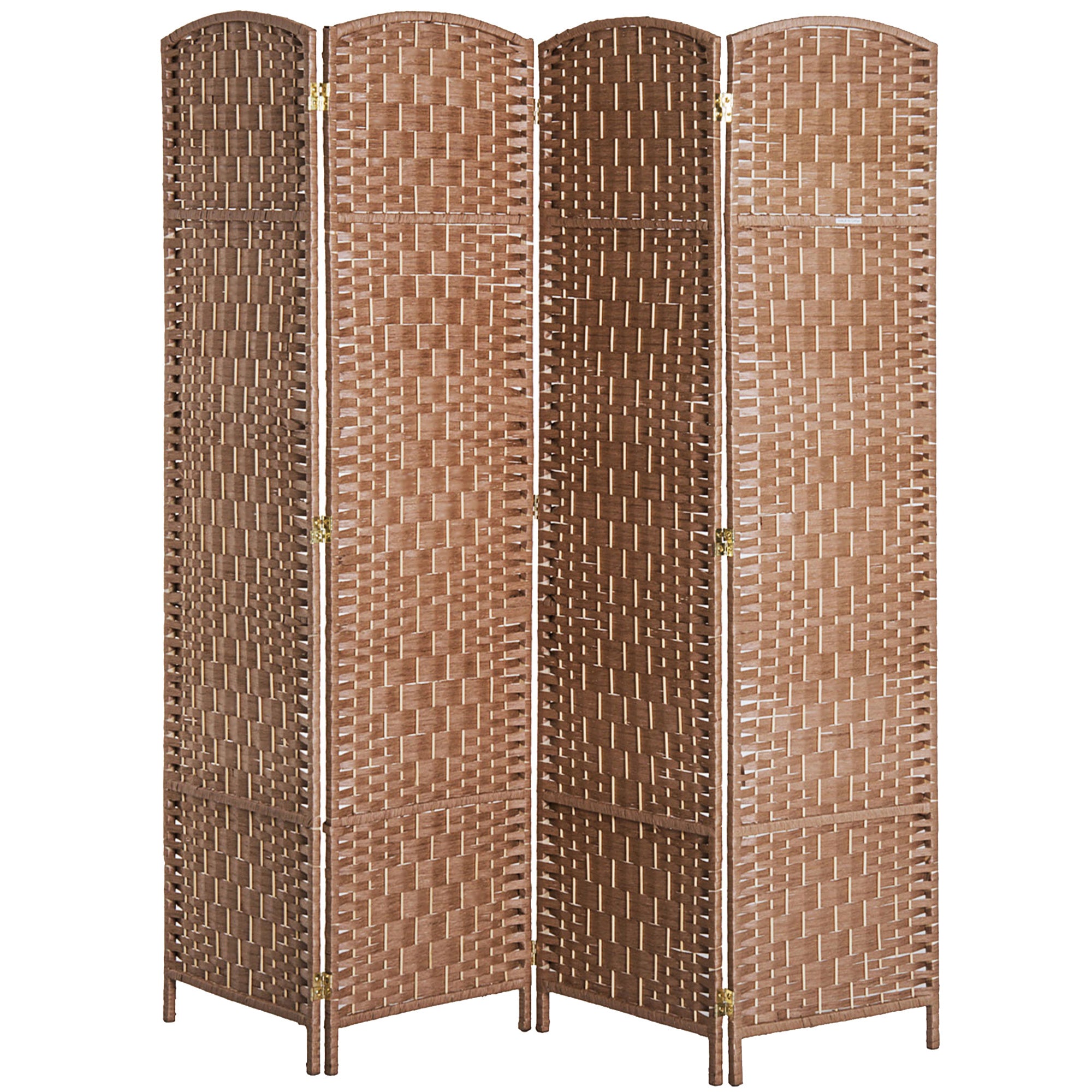 HOMCOM 6ft Folding Room Divider, 4 Panel Wall Partition with Wooden Frame for Bedroom, Home Office, Natural