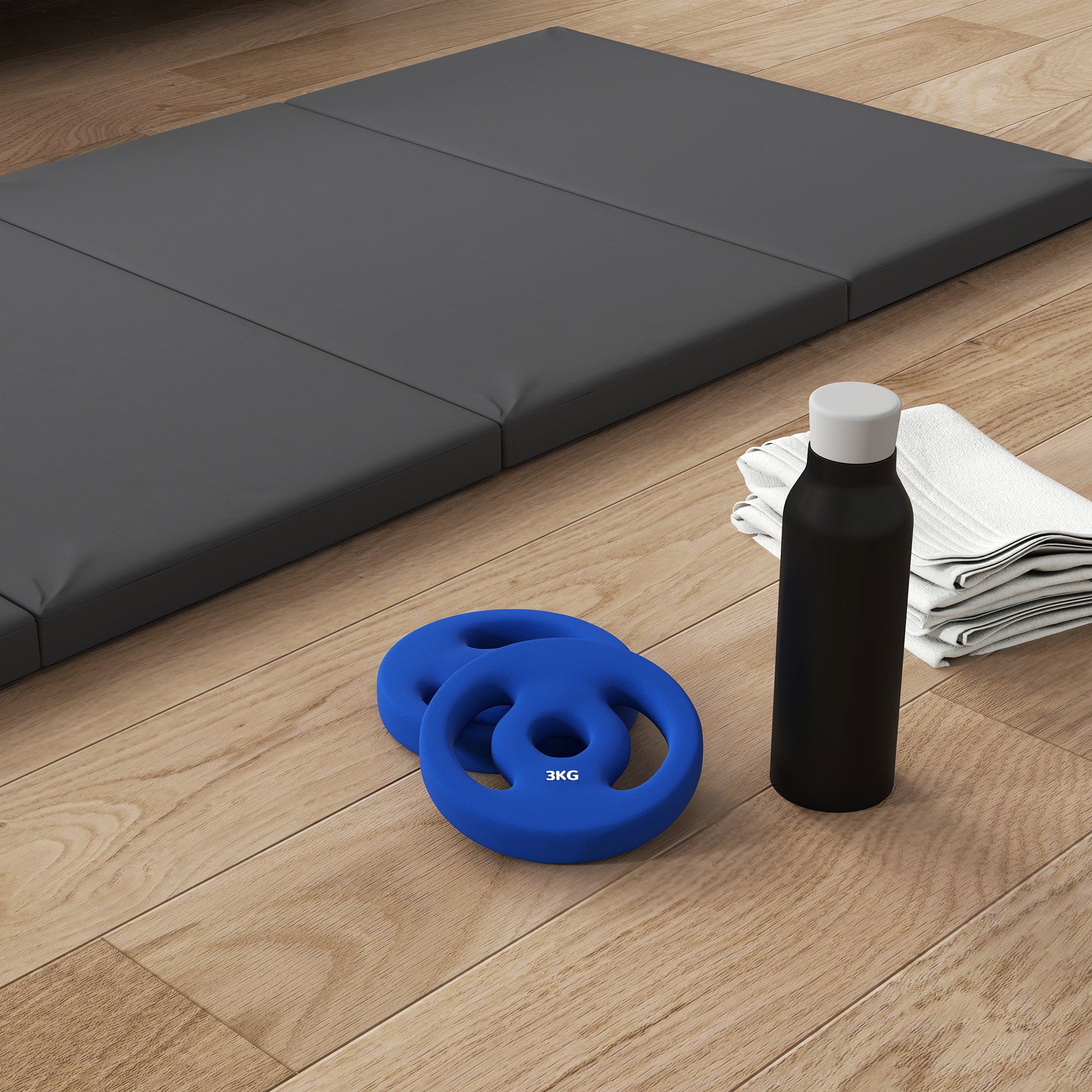Soozier 2 x 6.6lbs Standard Weight Plates with Easy-Grip Handles, 1" Holes, for Home, Gym, Weight Lifting and Strength Training