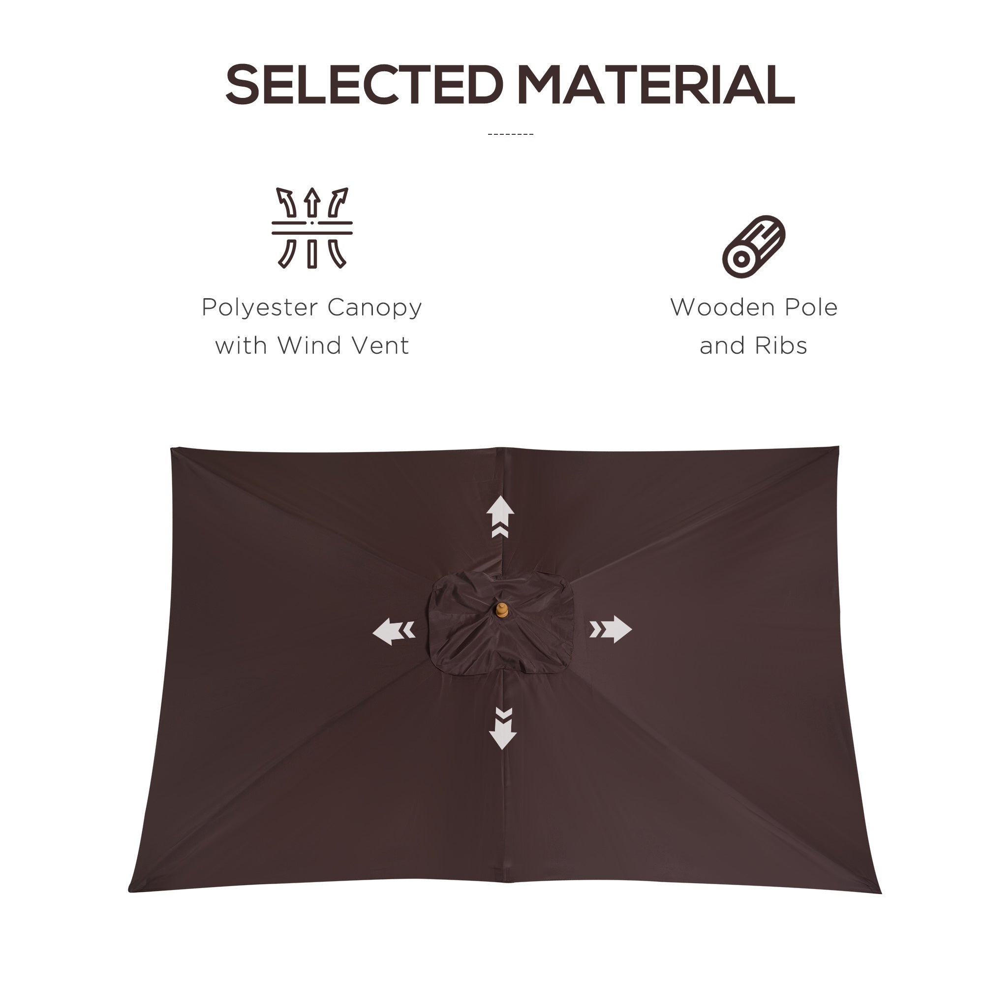 Outsunny Patio Umbrella Market Patio Sun Umbrella Rectangle Coffee