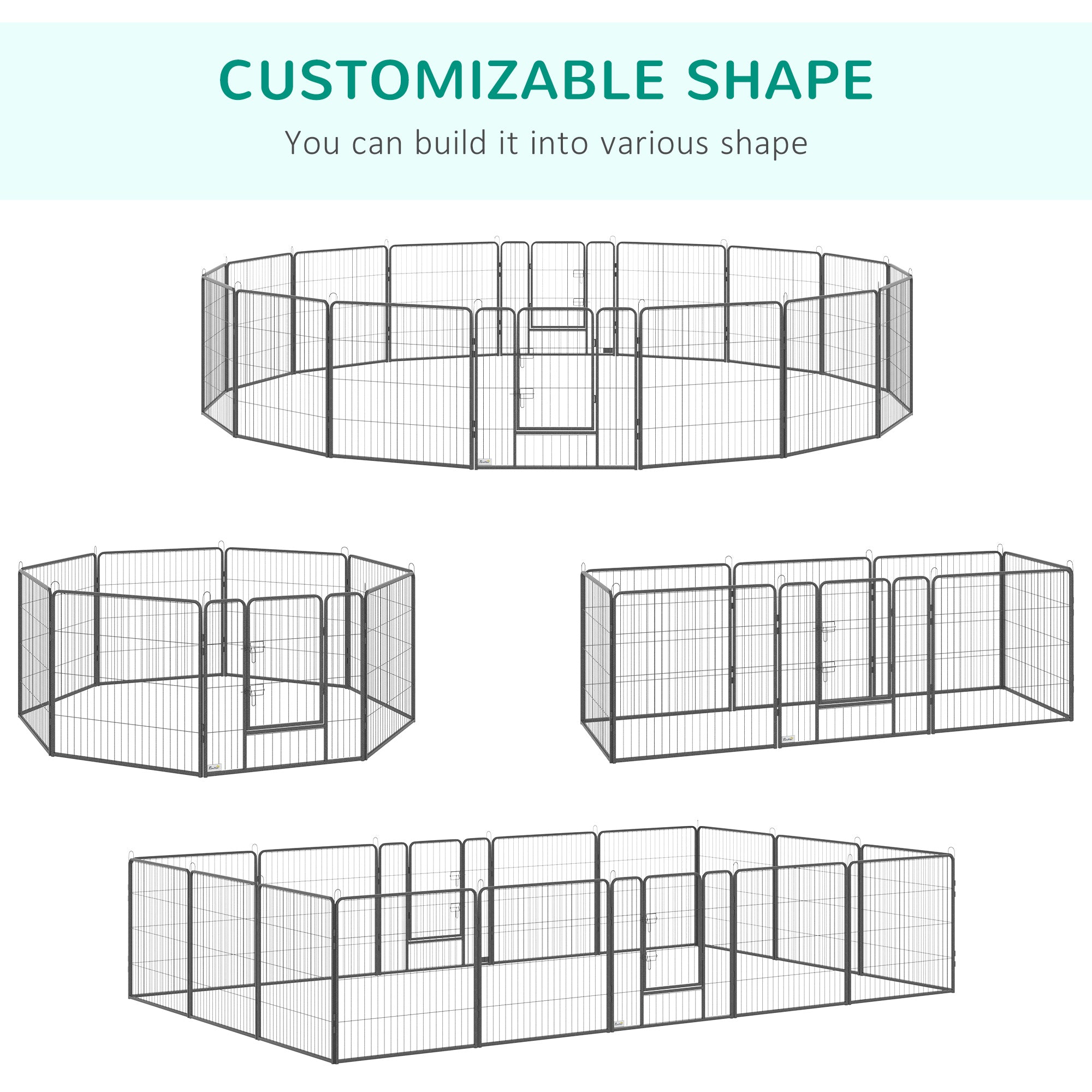 PawHut Heavy Duty Pet Playpen, 16 Panels Steel Dog Fence Puppy Exercise Pen with 2 Doors Locking Latch, 31.5" Height