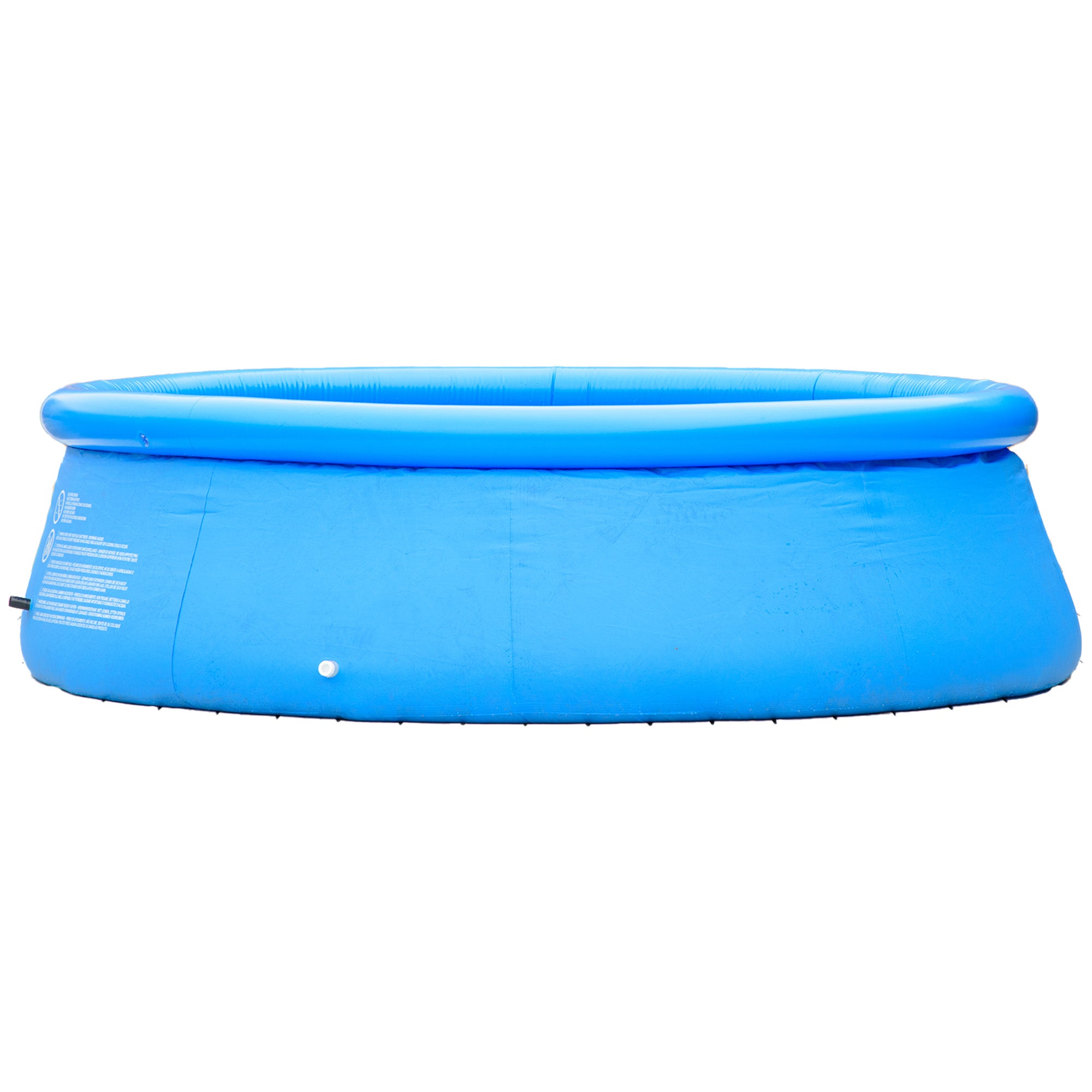 Outsunny Inflatable Swimming Pool Family-Sized Blow Up Pool Round Paddling Pool with Hand Pump for Kids, Adults, Outdoor, Garden and Backyard, 107" x 30", Blue