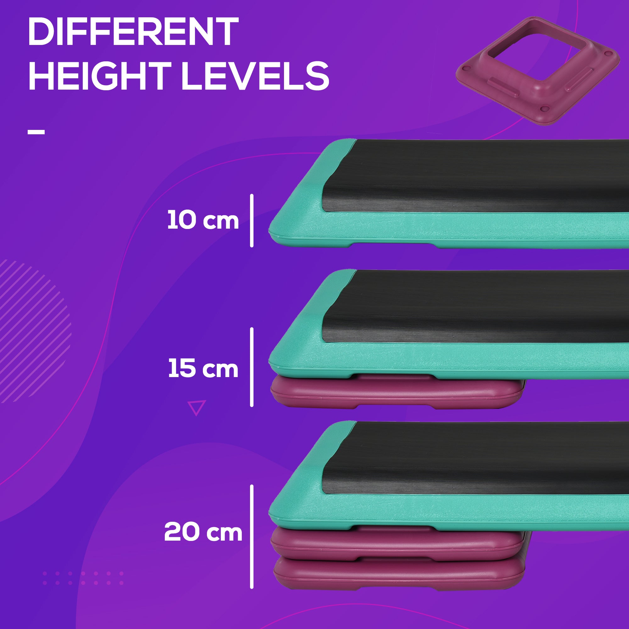 Soozier 3.9"/5.9"/7.9" Aerobic Stepper Exercise with Non-Slip Top for Home, Office, Indoor, Outdoor, Multicolour