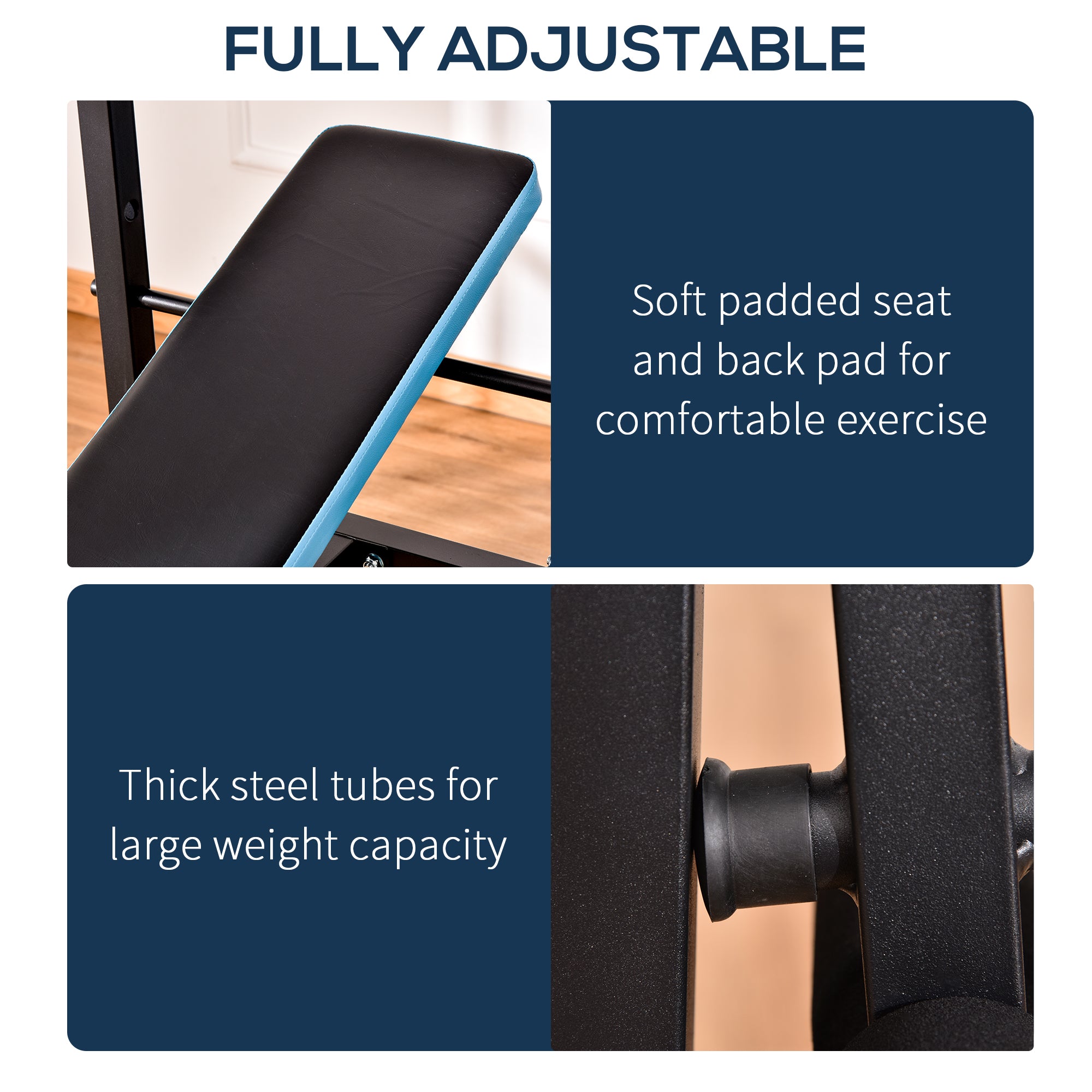 Soozier Adjustable Weight Bench with Barbell Rack and Leg Developer for Weight Lifting and Strength Training Multifunctional Workout Station for Home Gym Fitness, Black