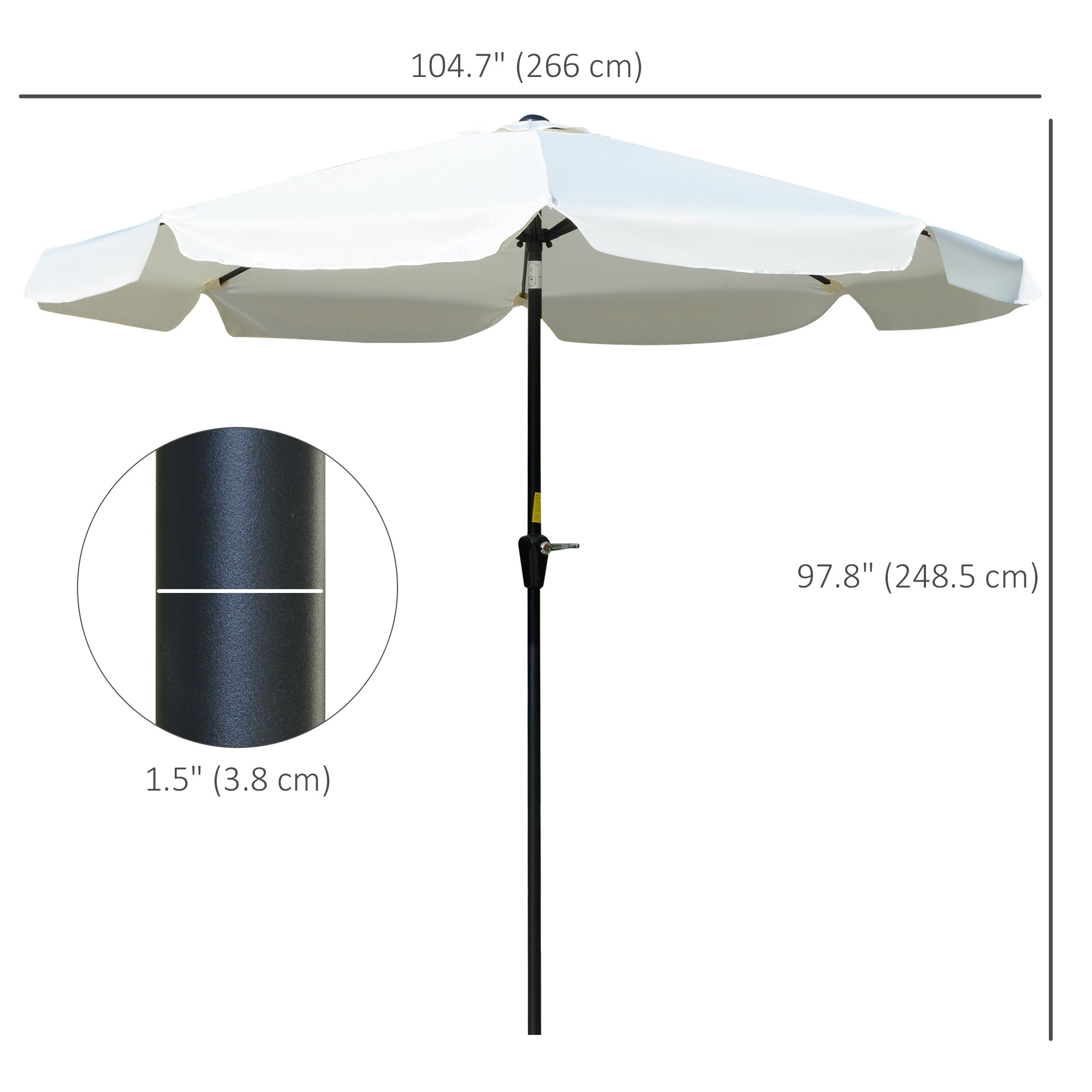 Outsunny 8.5 ft Outdoor Market Table Umbrella, Round Patio Umbrella with Tilt and Crank for Garden, Backyard, Deck, Cream White