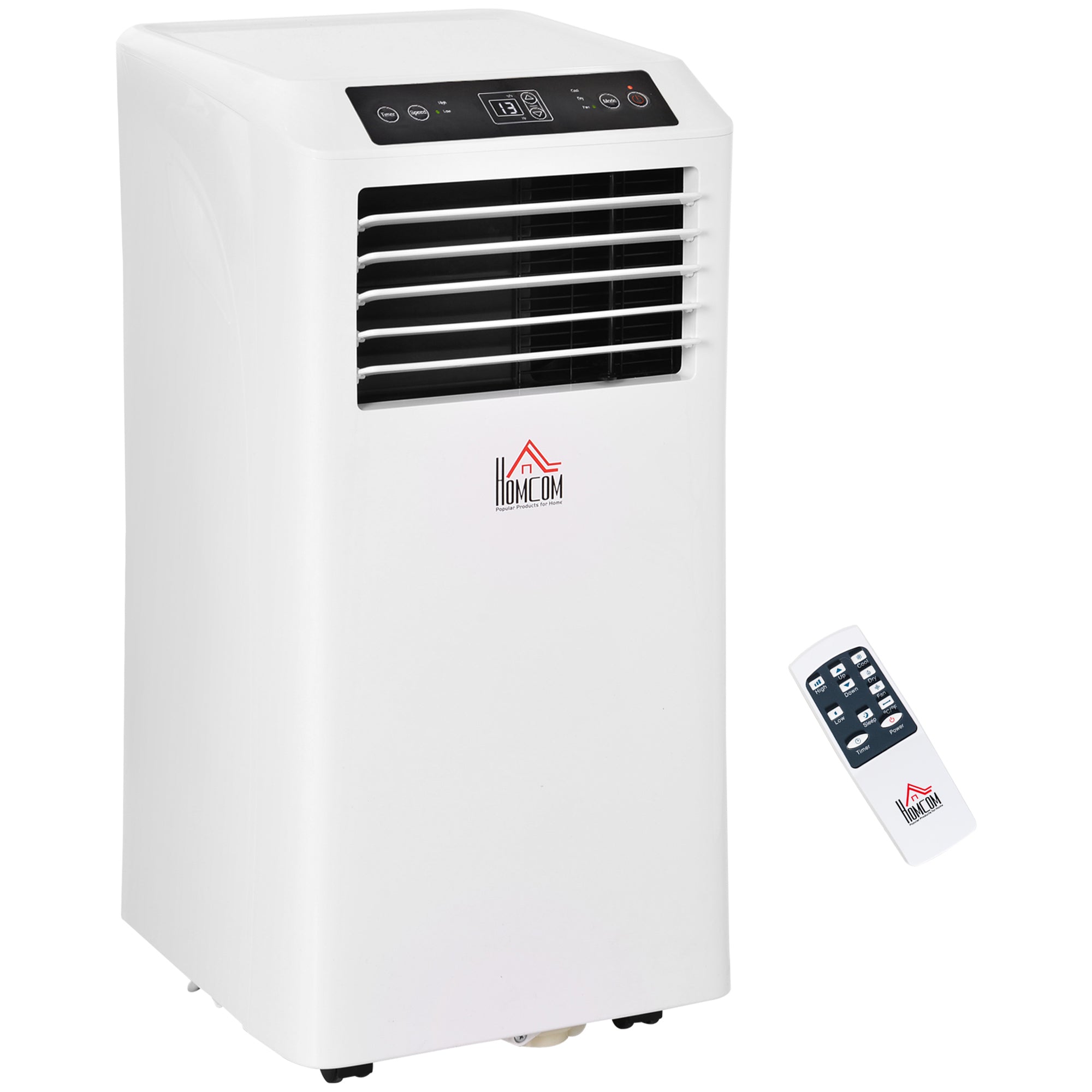 HOMCOM 8000BTU Mobile Portable Air Conditioner with Cooling, Dehumidifier, 2 Speed Fans, 24-Hour Timer for Bedroom, White