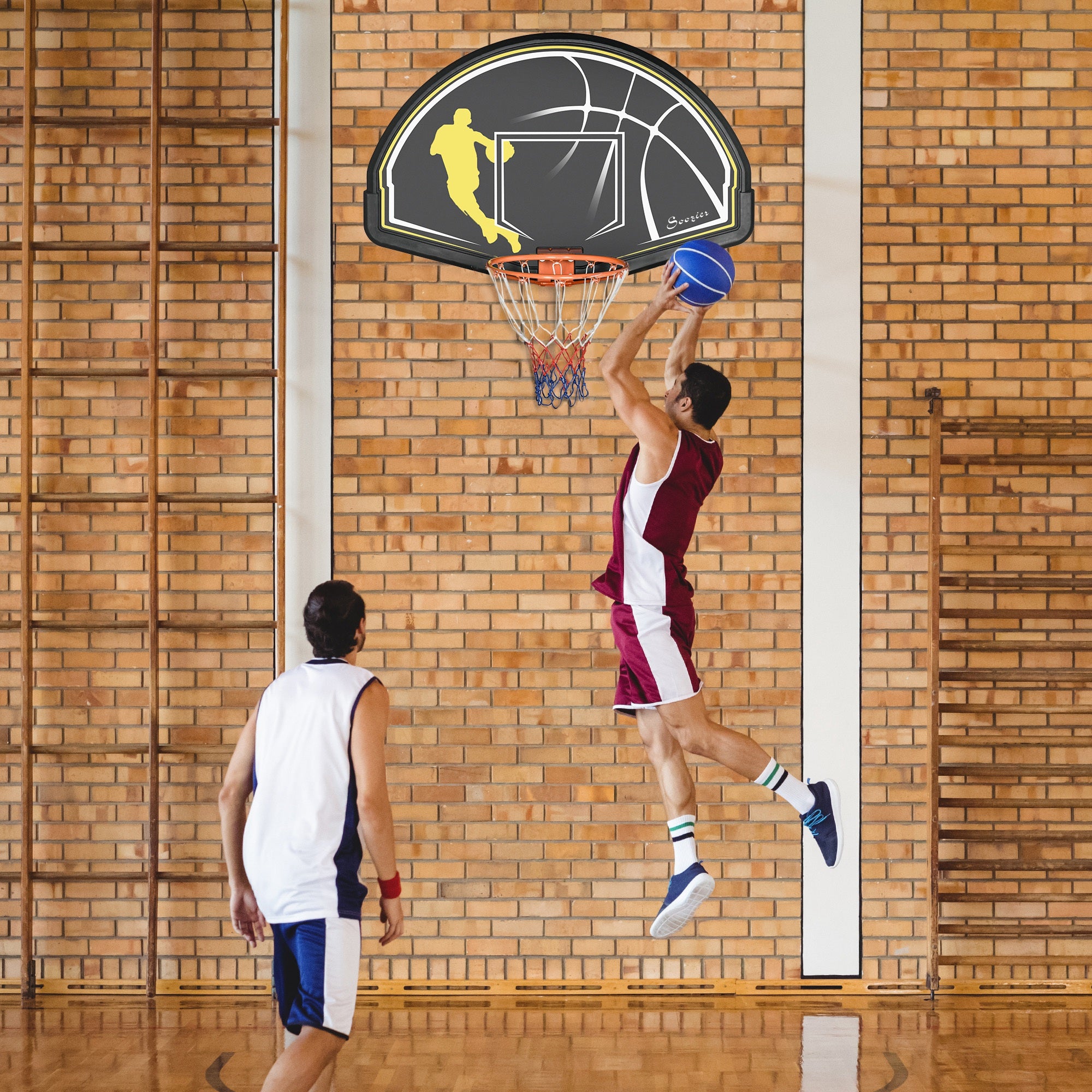 Soozier Wall Mounted Basketball Hoop, Mini Basketball Hoop and Backboard for Kids and Adults