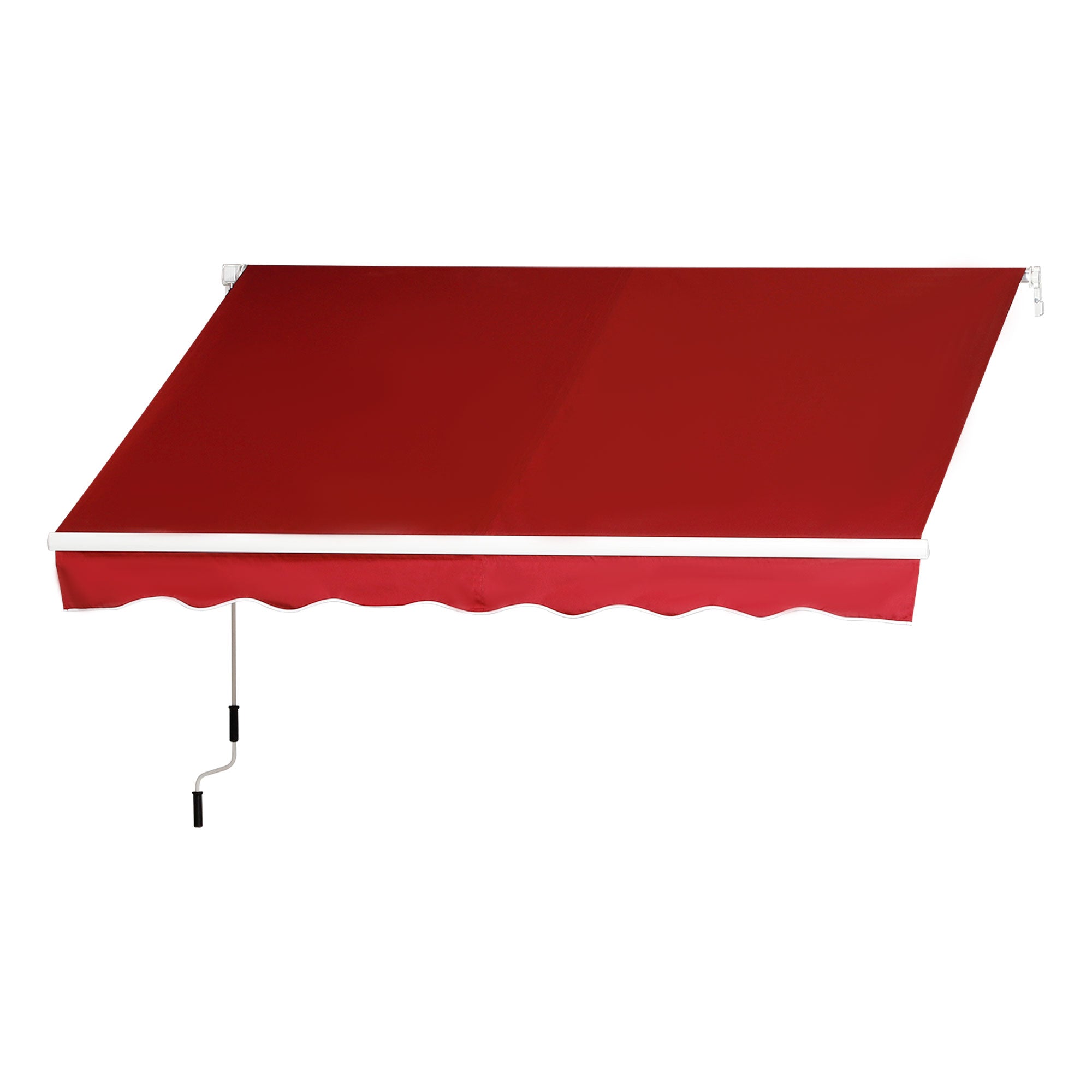 Outsunny 8'x7' Patio Awning Manual Retractable Sun Shade Outdoor Deck Canopy Shelter, Wine Red