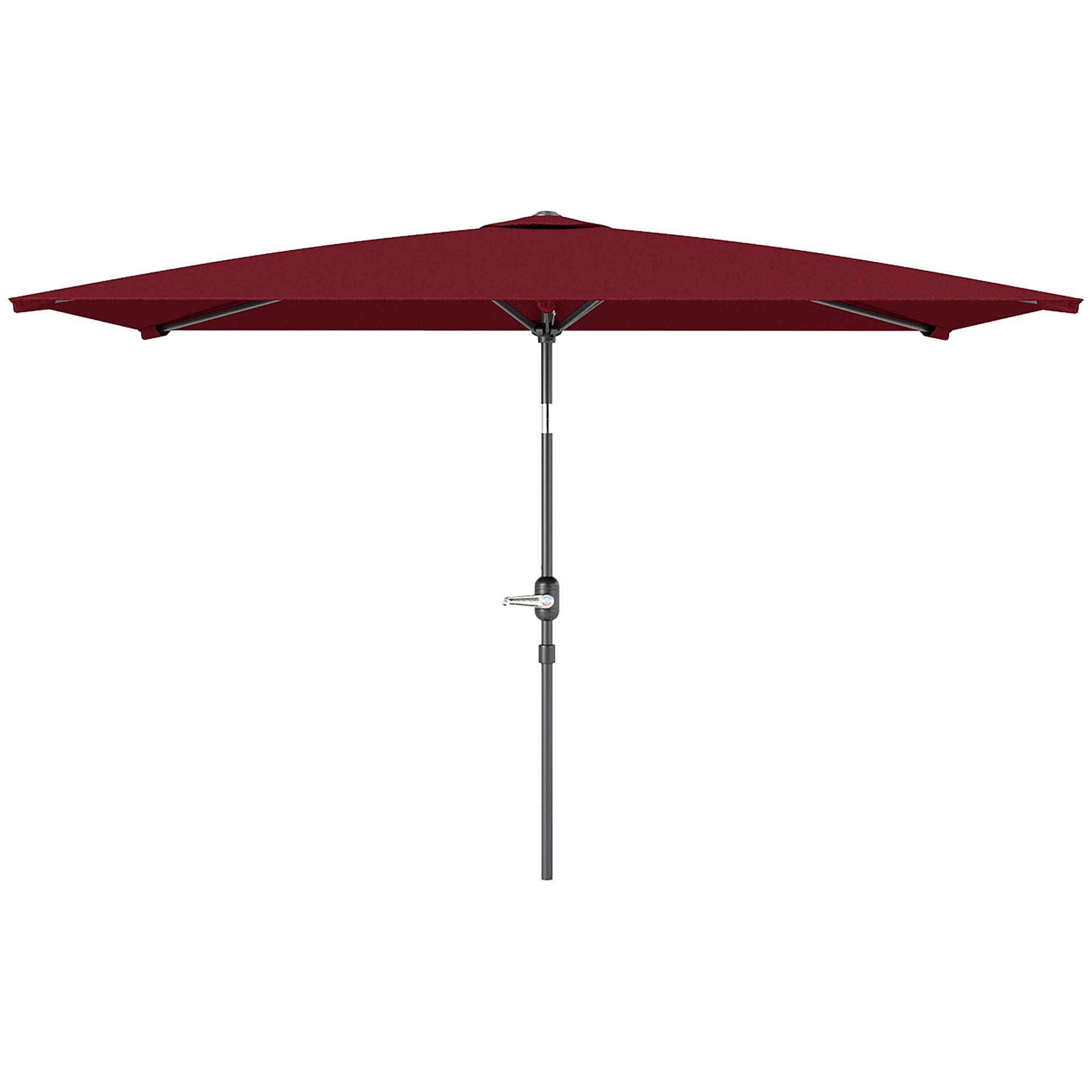 Outsunny 6.6x9.6ft Rectangle Aluminum Tilt Patio Umbrella, Garden Market Parasol, Outdoor Sunshade Canopy with Crank, Wine Red