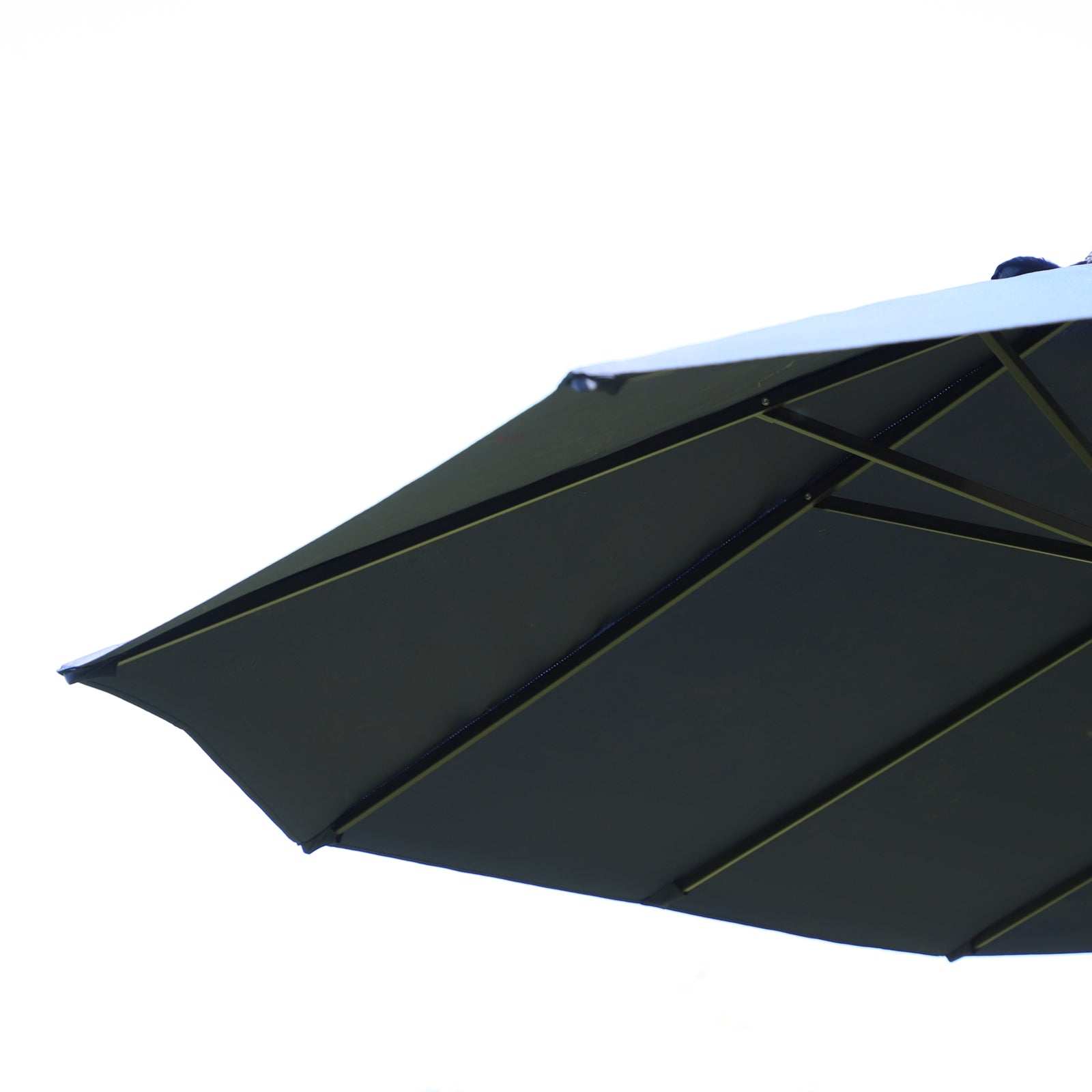 Outsunny 15ft Double-sided Patio Umbrella with Twin Canopy, Extra Large Outdoor Parasol with Crank for Pool, Deck, Market, Blue