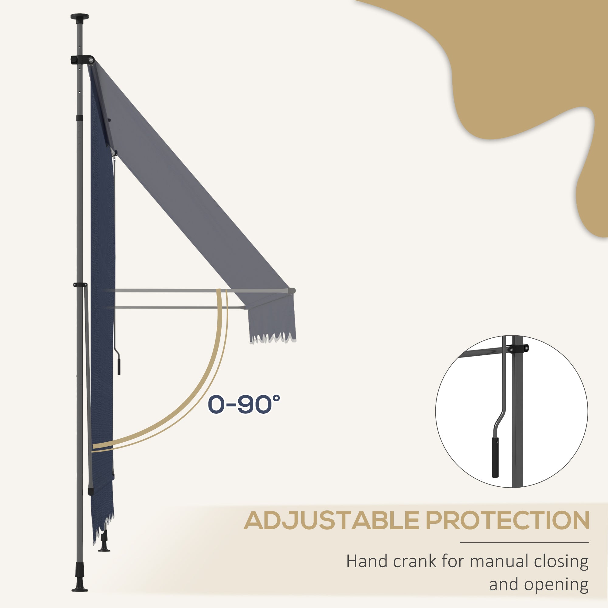 Outsunny 10' x 3' Manual Retractable Awning, Non-Screw Freestanding Patio Awning, UV Resistant, for Window or Door, Blue