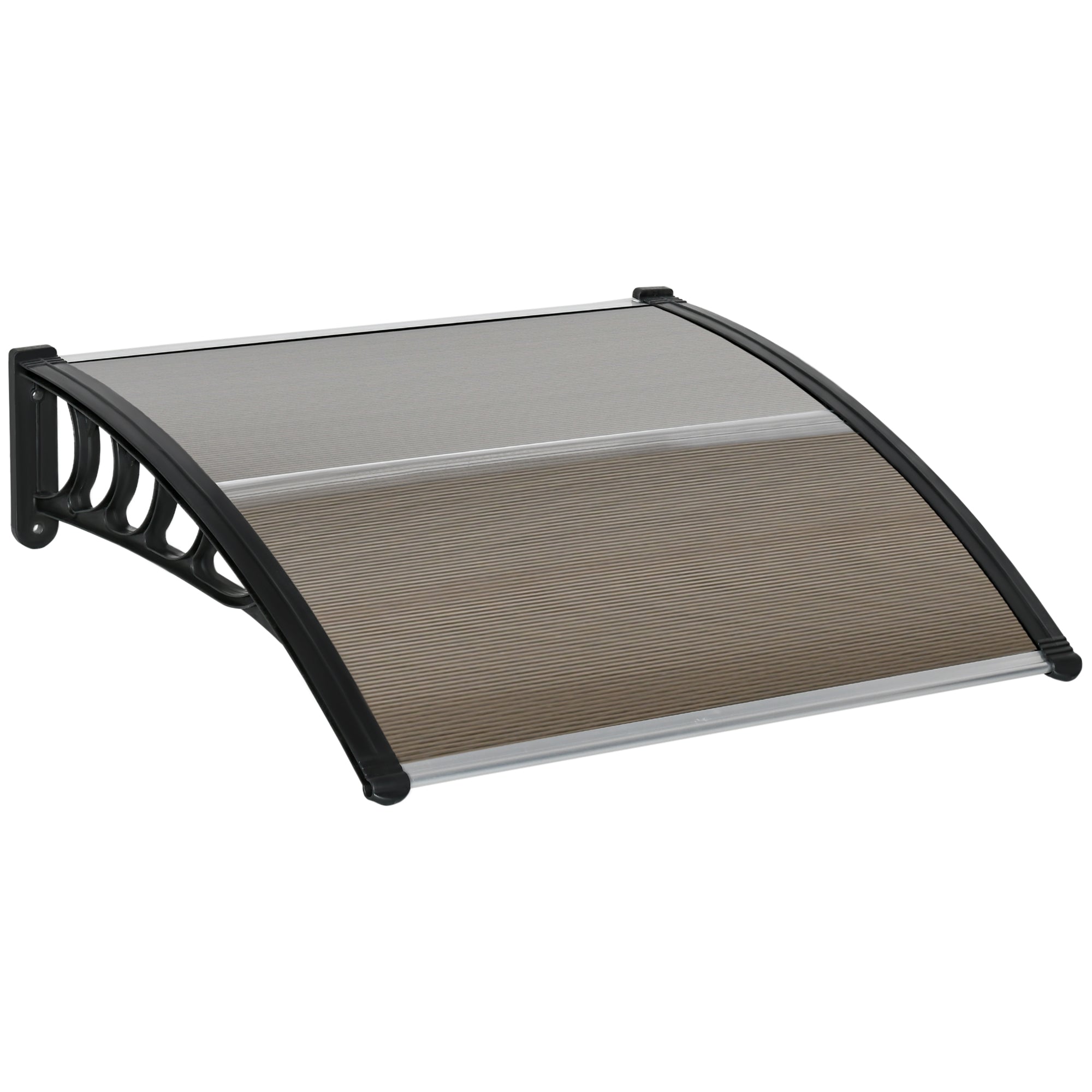Outsunny Awning Door Canopy, 40.6" x 38" Polycarbonate Front Door Outdoor Patio Cover with Hollow Sheet for UV Protection, Brown