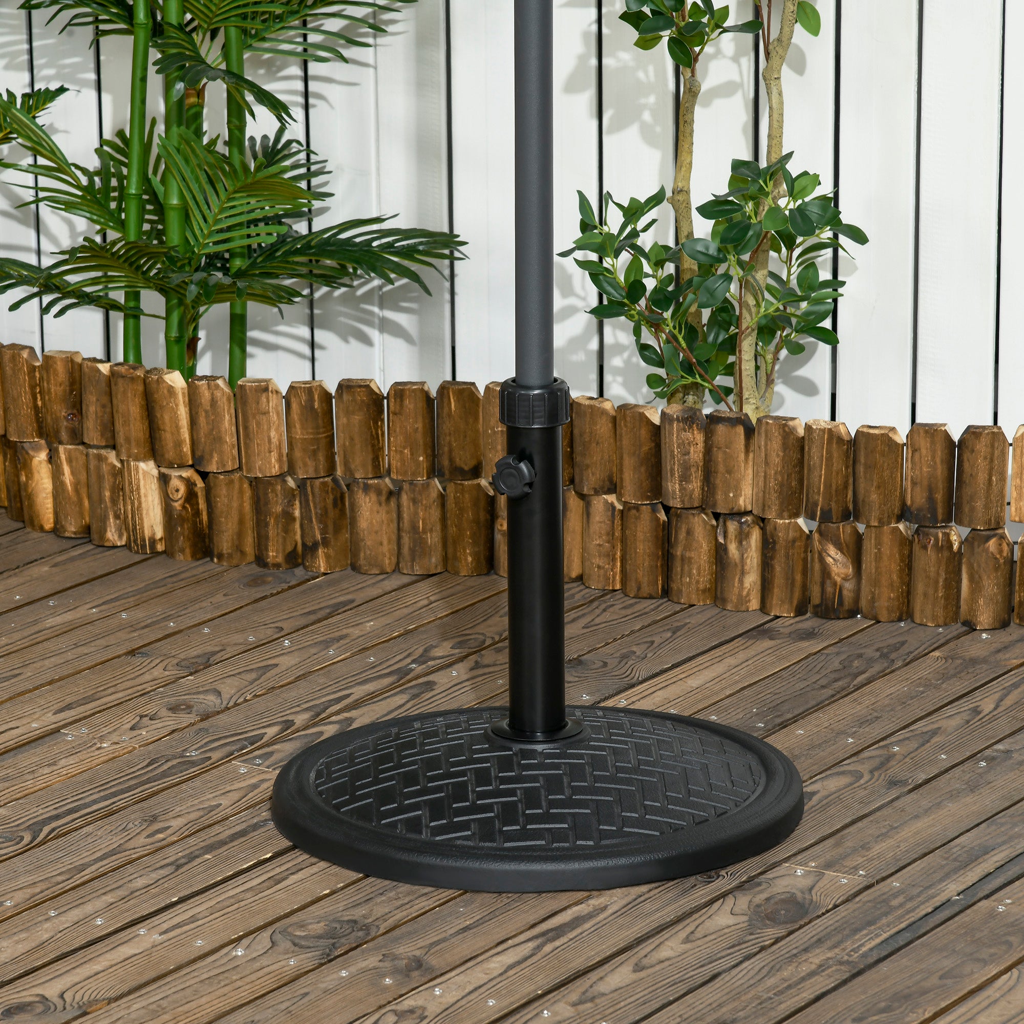 Outsunny 31lbs Patio Umbrella Base Holder, Concrete Round Outdoor Market Umbrella Stand Weight for Lawn, Deck, Backyard, Garden, Black