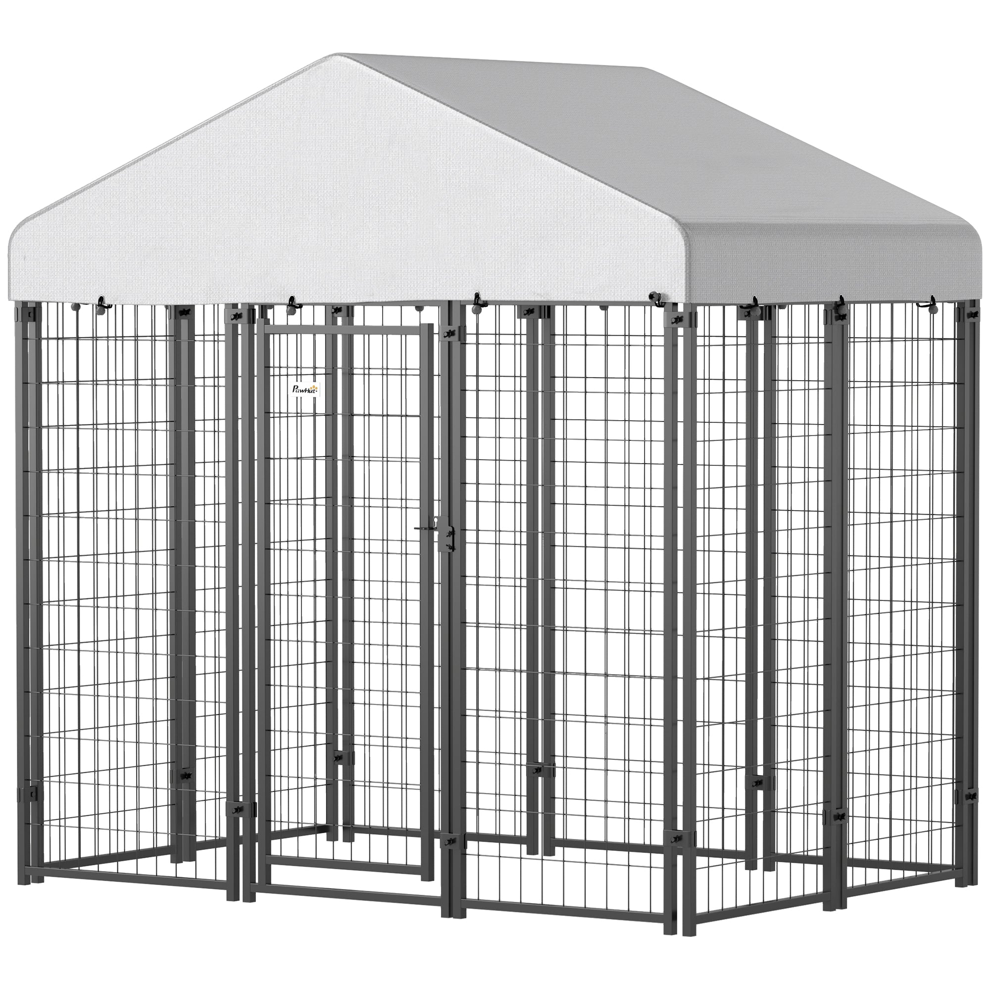 PawHut Outdoor Dog Kennel with Waterproof UV-Resistant Cover, for Medium and Small Dogs, 6' x 4' x 6', Silver
