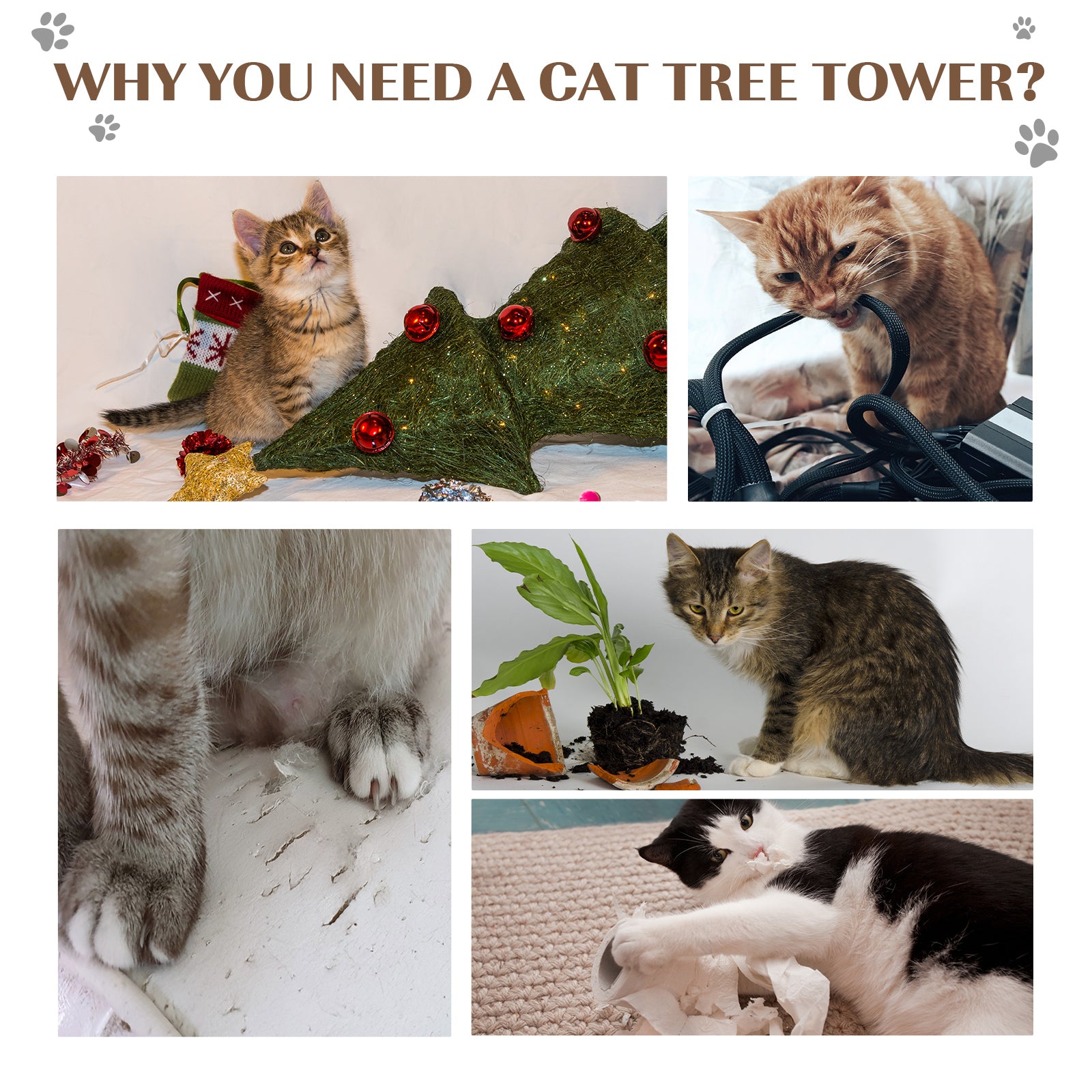 PawHut 18" Cat Tree Scratching Kitty House Kitten Activity Centre Pet Bed Post Furniture with Hanging Toy (Brown)