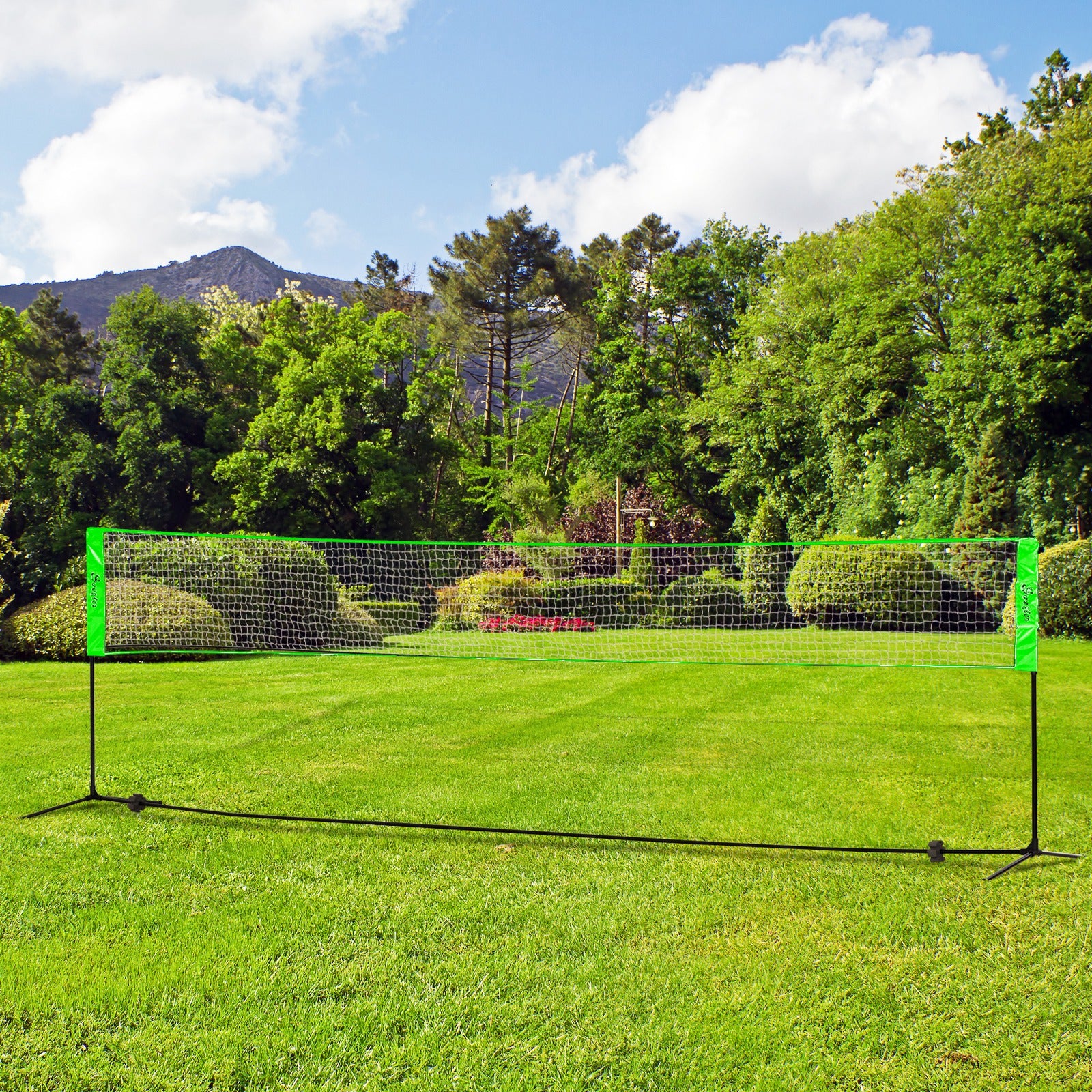 Soozier Portable Badminton Set, Pickleball Volleyball Net with 3 Shuttlecocks, 4 Rackets, for Indoor Outdoor, Beach, Backyard