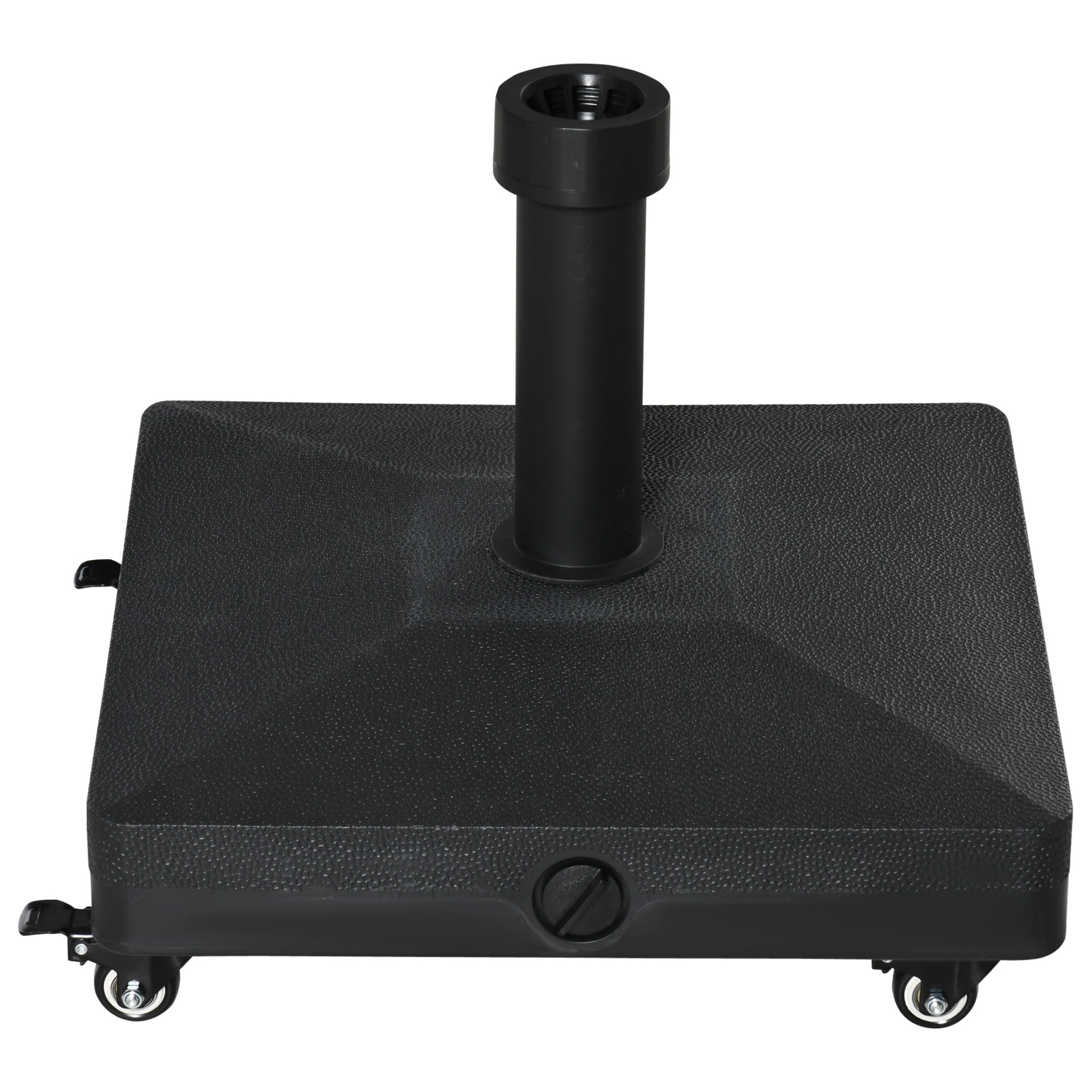 Outsunny Square Parasol Base Portable Umbrella Stand Weights for Cantilever Banana Parasol with Wheels, Water or Sand Filled, for Φ0.75'', Φ1.5'' Poles, Black