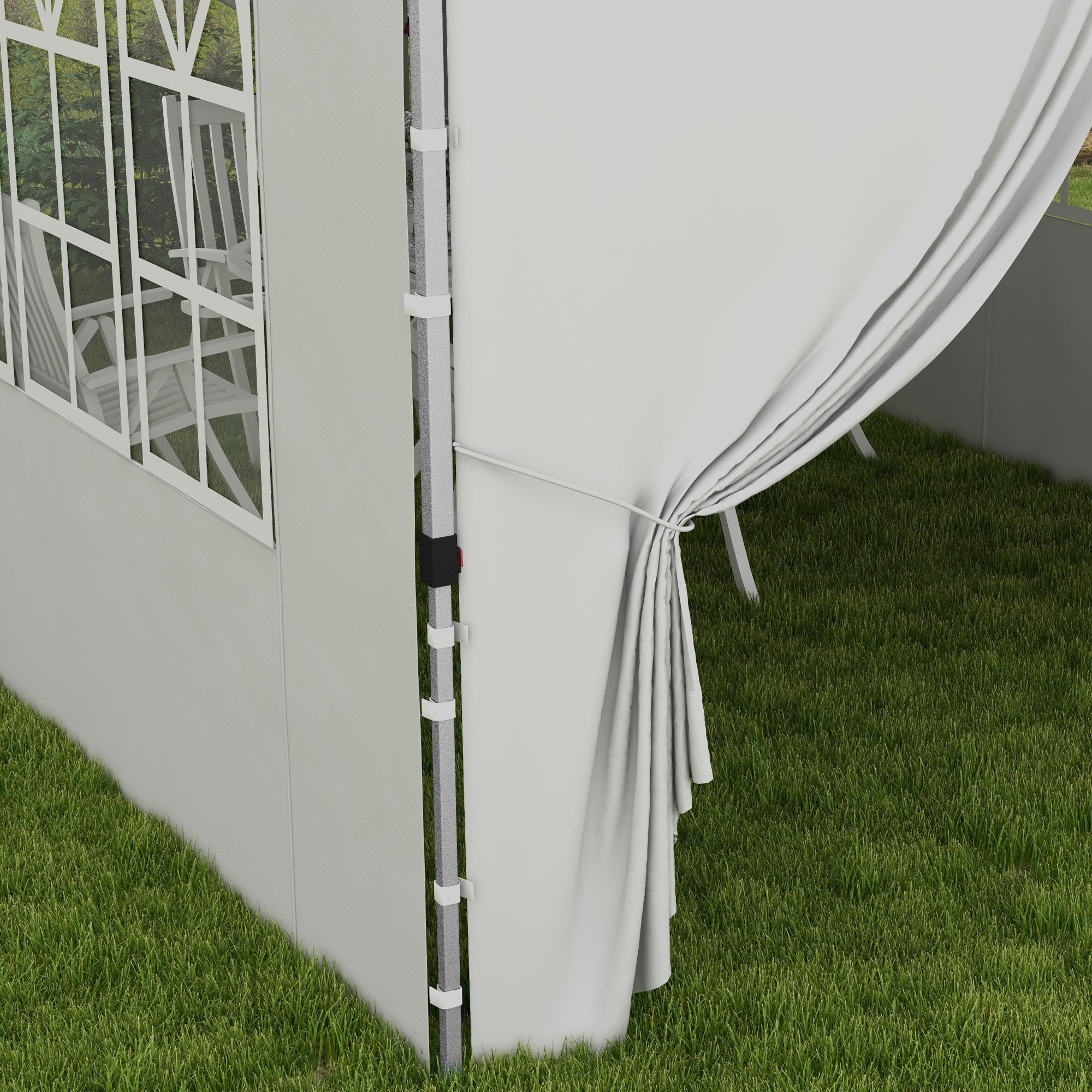 Outsunny 20x10 Pop Up Canopy with 6 Removable Sidewall, Carry Bag and 6 Sand Bags, Height Adjustable Instant Sun Shelter, White