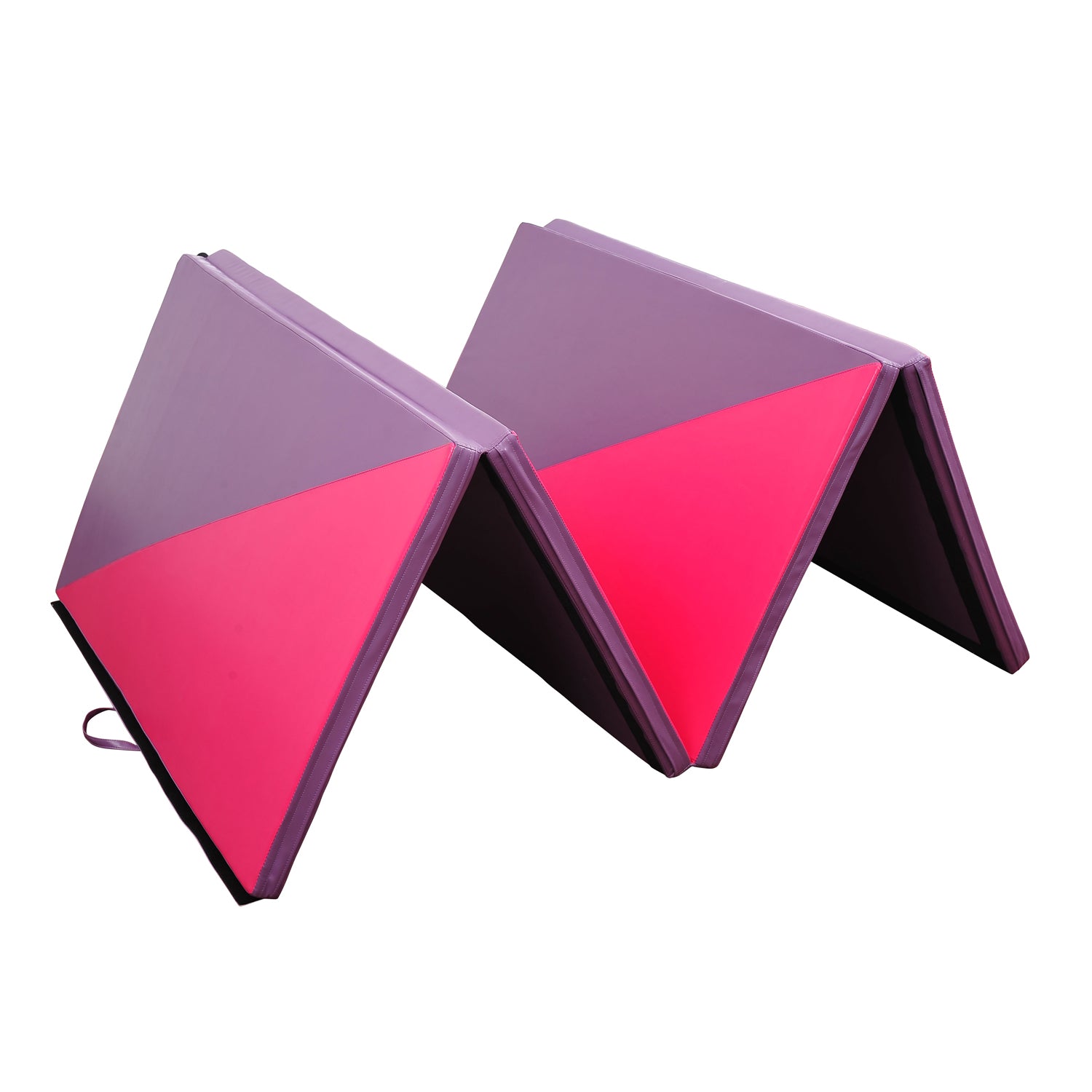 Soozier 4'x10'x2" Folding Gymnastics Tumbling Mat, Exercise Mat with Carrying Handles for Yoga, MMA, Martial Arts, Stretching, Core Workouts, Pink and Purple