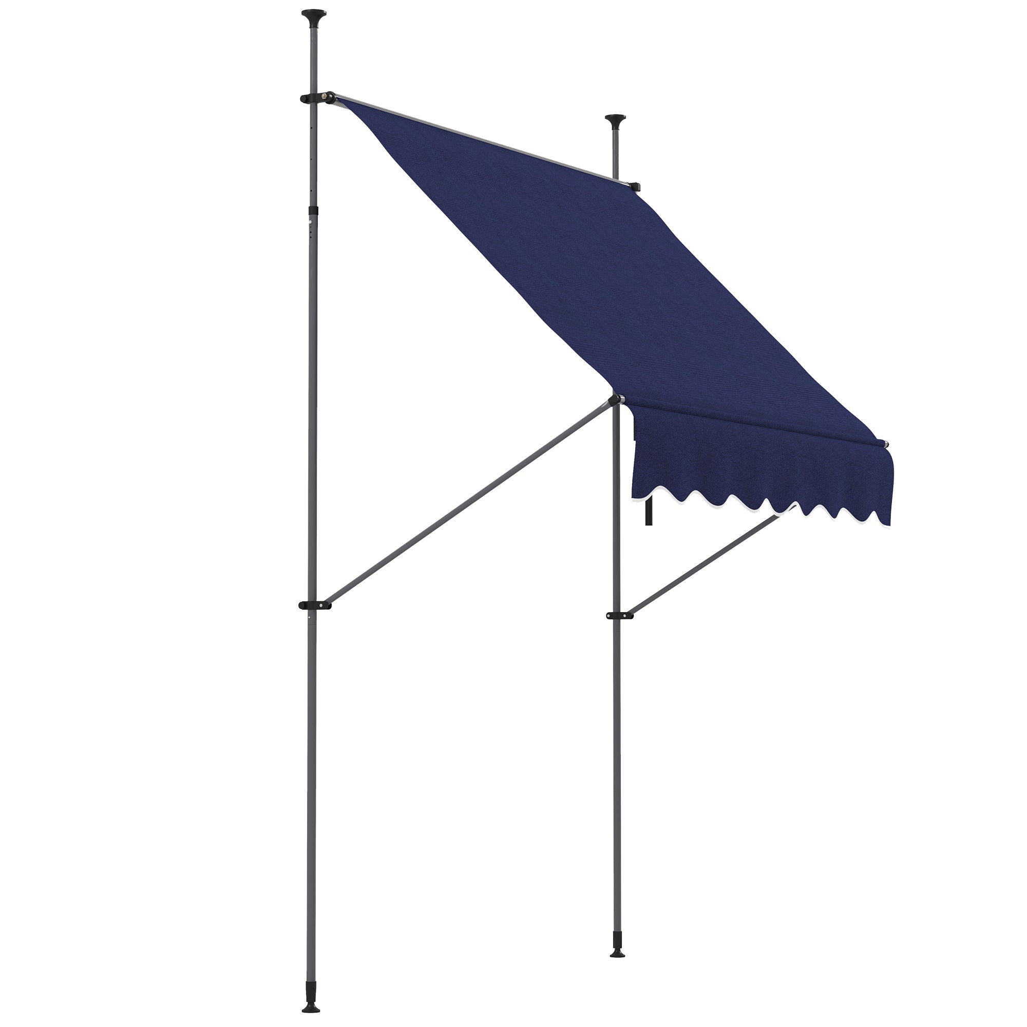 Outsunny 6.5' x 4' Manual Retractable Awning, Non-Screw Freestanding Patio Awning, UV Resistant, for Window or Door, Blue