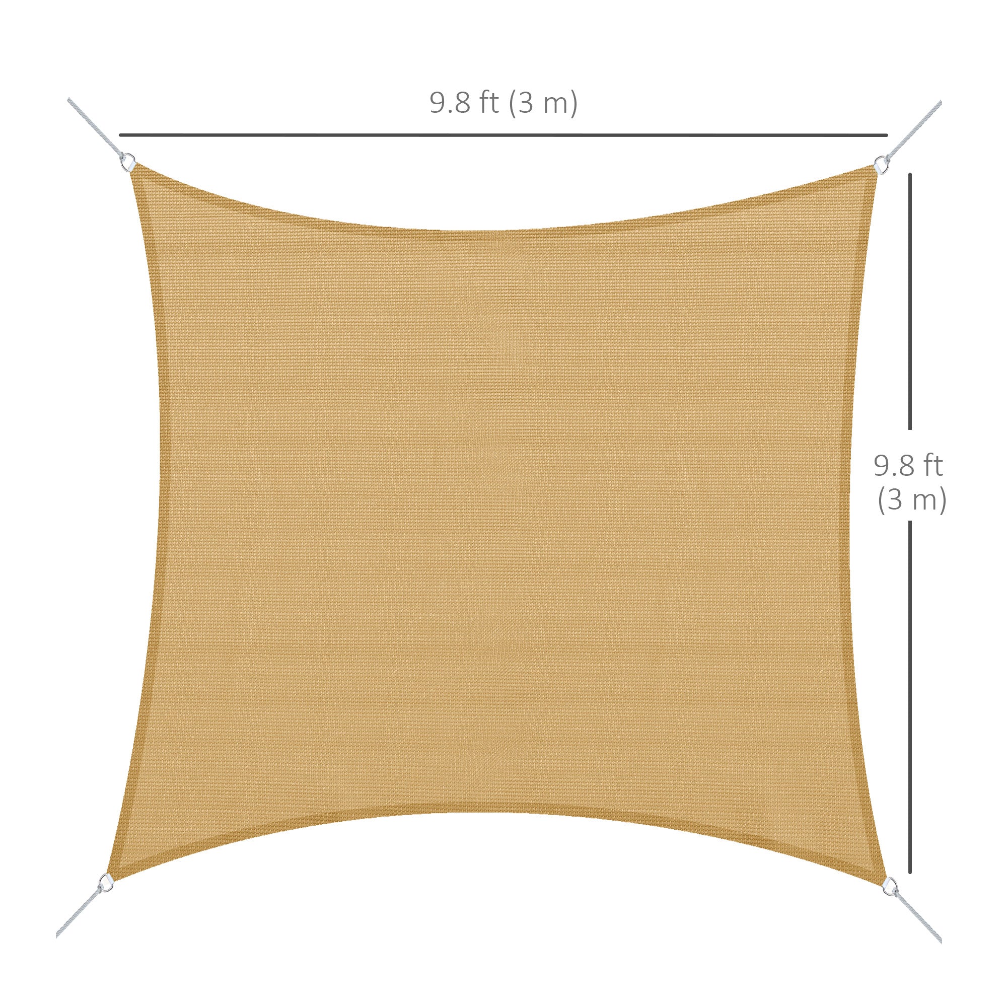 Outsunny 10ft x10ft Square Canopy Sun Shade Sail Garden Cover UV Protector Outdoor Patio Lawn Shelter with Carrying Bag Sand