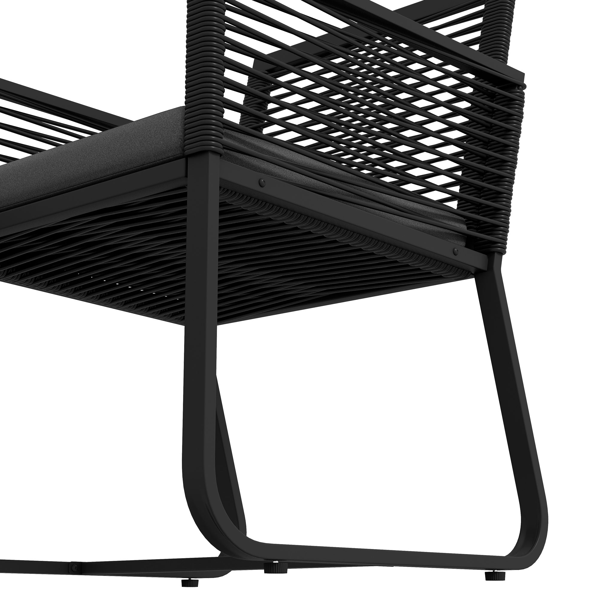 Outsunny 3 Pieces Patio Furniture Outdoor PE Rattan Bistro Set w/ Seat Cushions Tempered Glass Table for Garden Backyard, Black