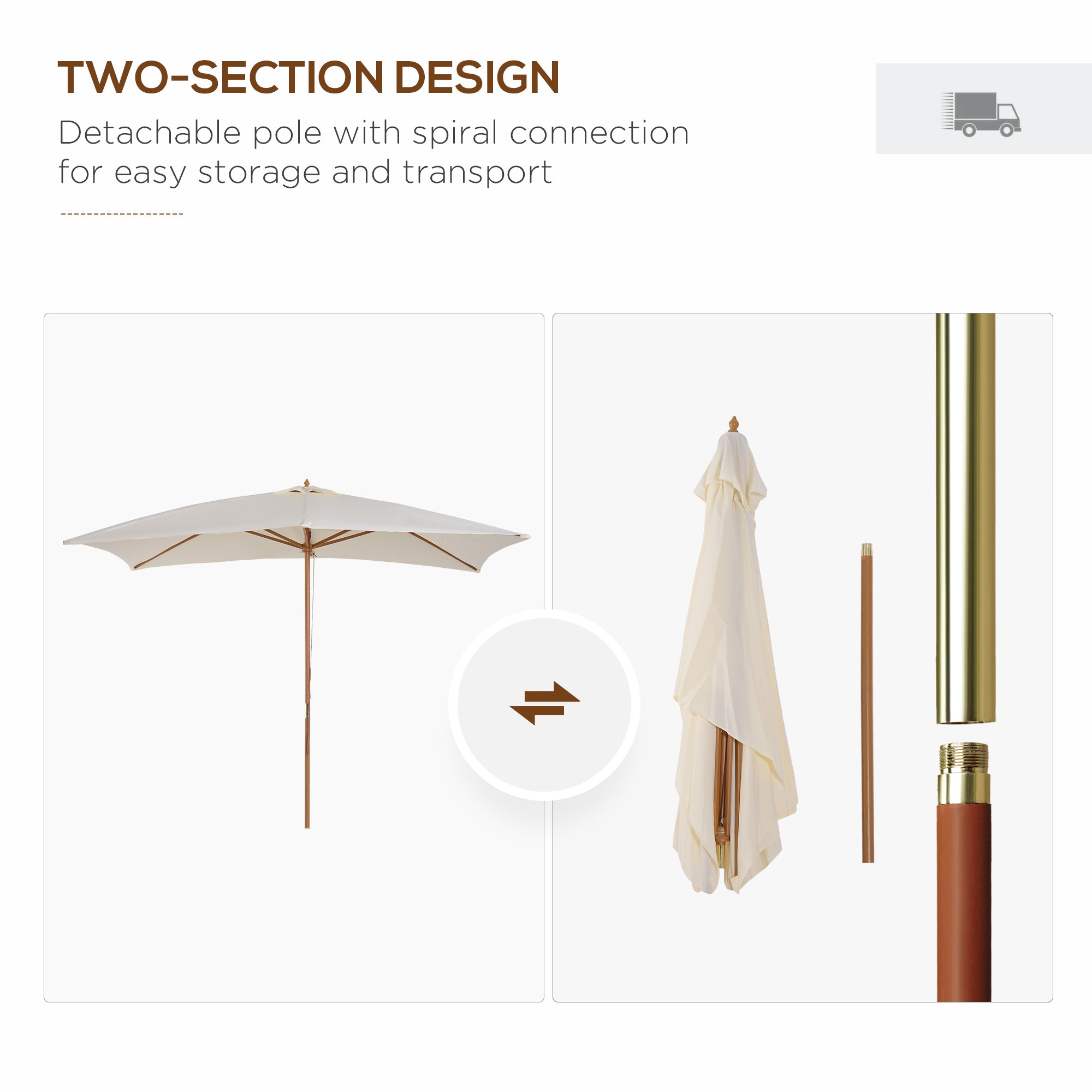 Outsunny Patio Umbrella Market Patio Sun Umbrella Rectangle Cream White