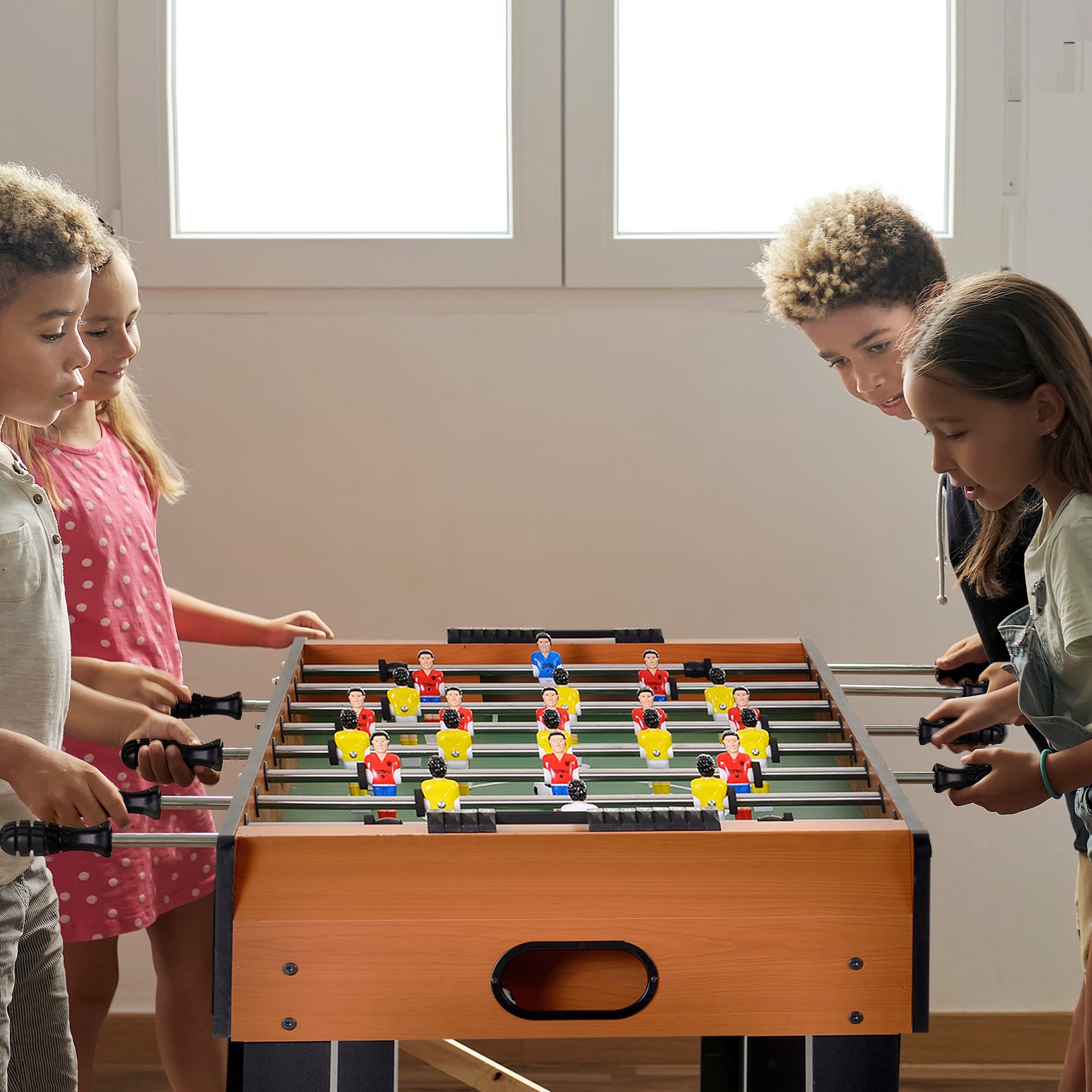 Soozier Foosball Table, 48" Wooden Soccer Game Table, with 8 Rods, 2 Balls Suit for 4 Players for Arcades, Pub, Game Room