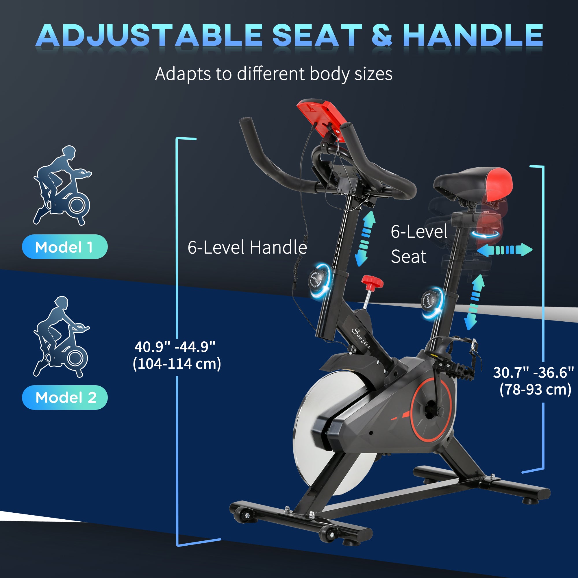 Soozier Upright Exercise Bike Indoor Bicycle Cardio Workout Cycling Machine Fitness Equipment for Home Gym w/ Adjustable Resistance Flywheel LCD Monitor