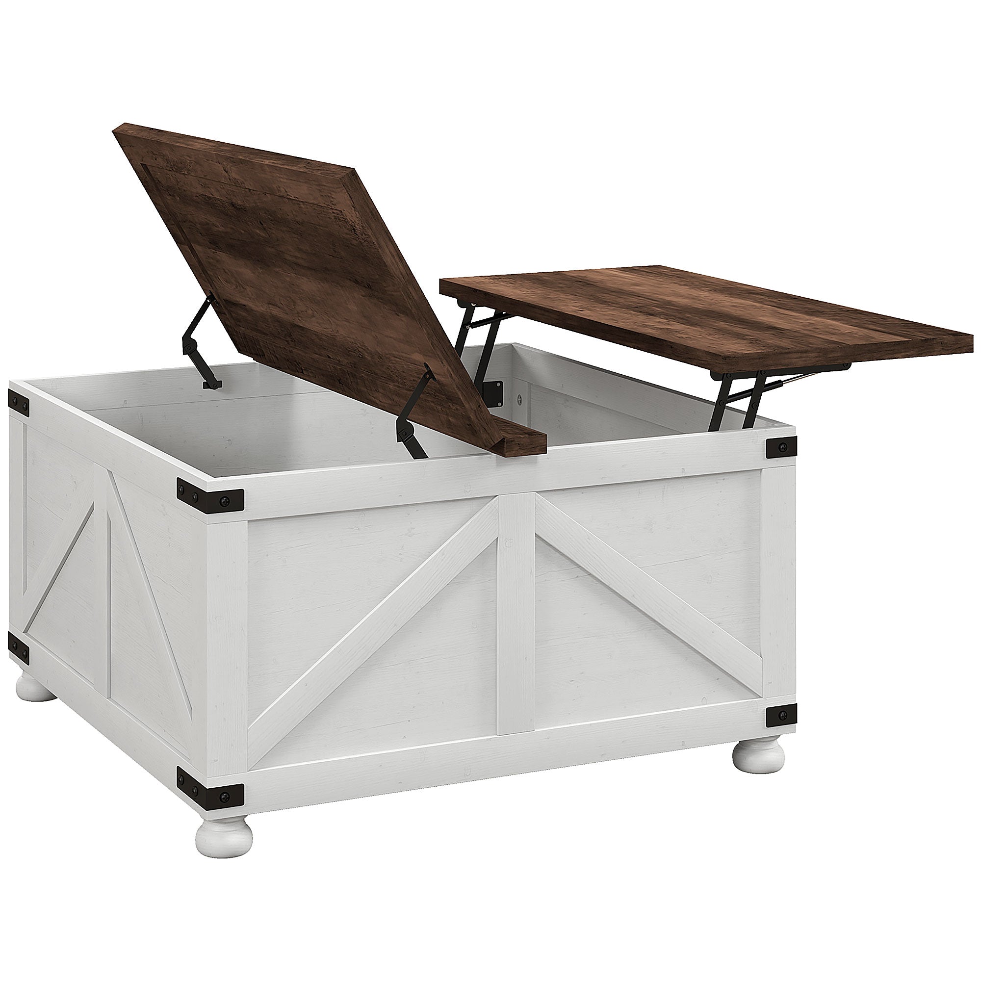 HOMCOM Coffee Table with Lift Top, 32" Farmhouse Center Table with Hidden Compartment for Living Room, Antique White