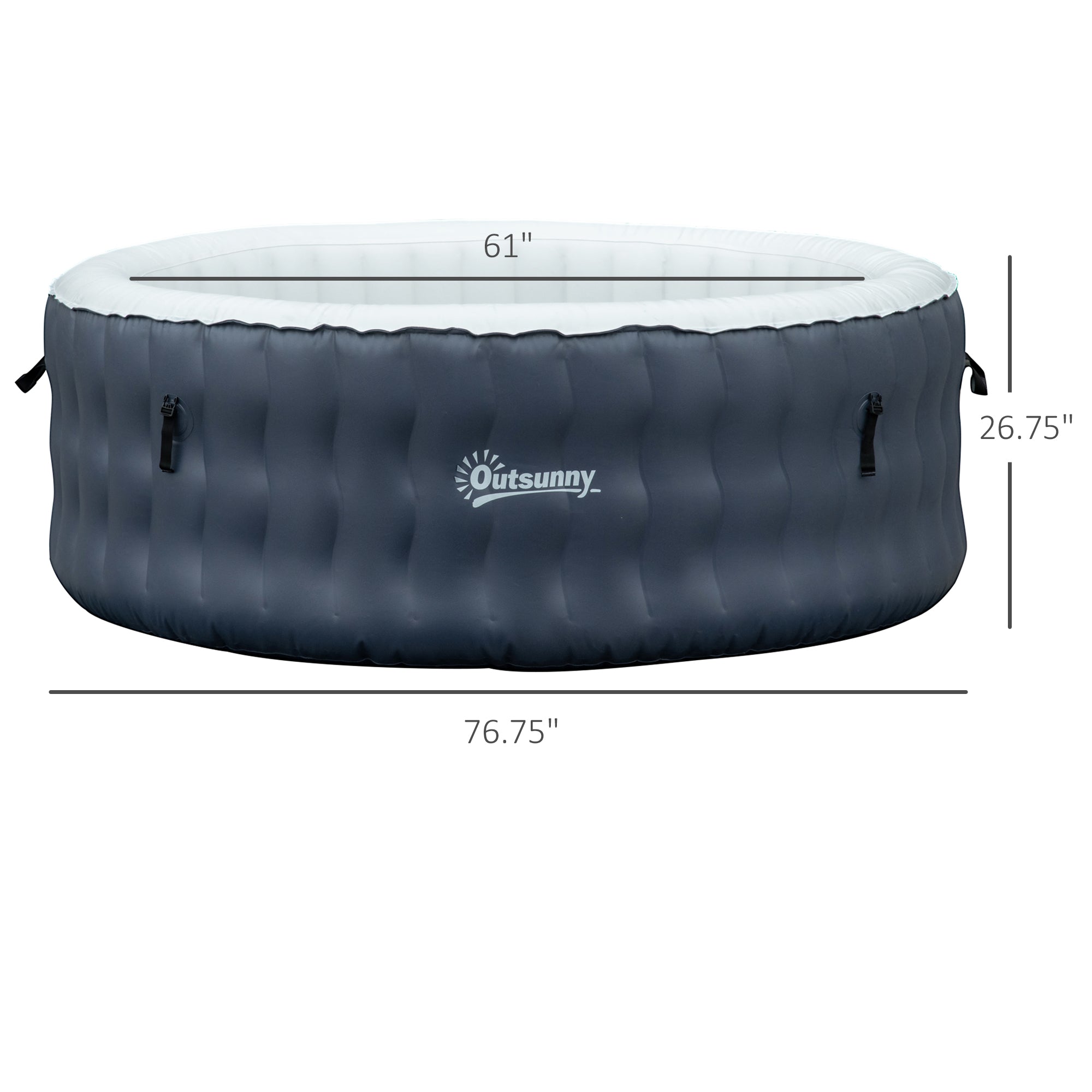Outsunny 4-6 Person Inflatable Portable Hot Tub Outdoor Round Heated Spa with 108 Jets, Cover, Filter Cartridges, Dark Blue