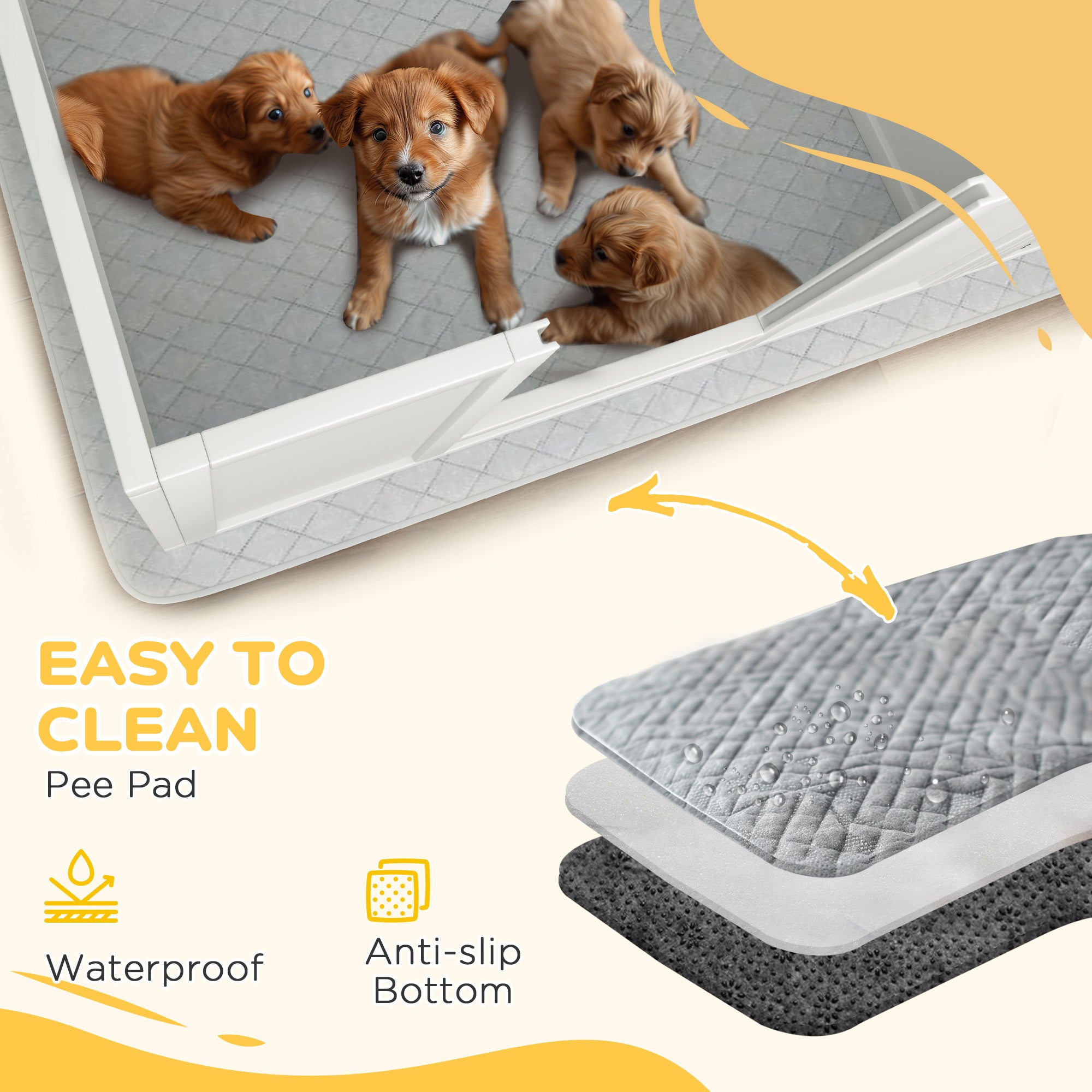 PawHut Whelping Box for Dogs with Retractable Light Stand, Waterproof Pad, Rail, Adjustable Height Door, 41" x 39"