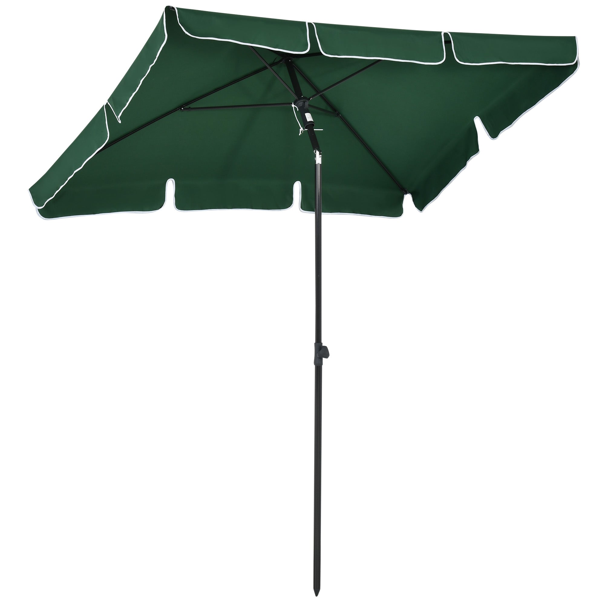 Outsunny 6.5x4ft Rectangle Patio Umbrella Aluminum Tilt Adjustable Garden Parasol Sun Shade Outdoor Canopy Green