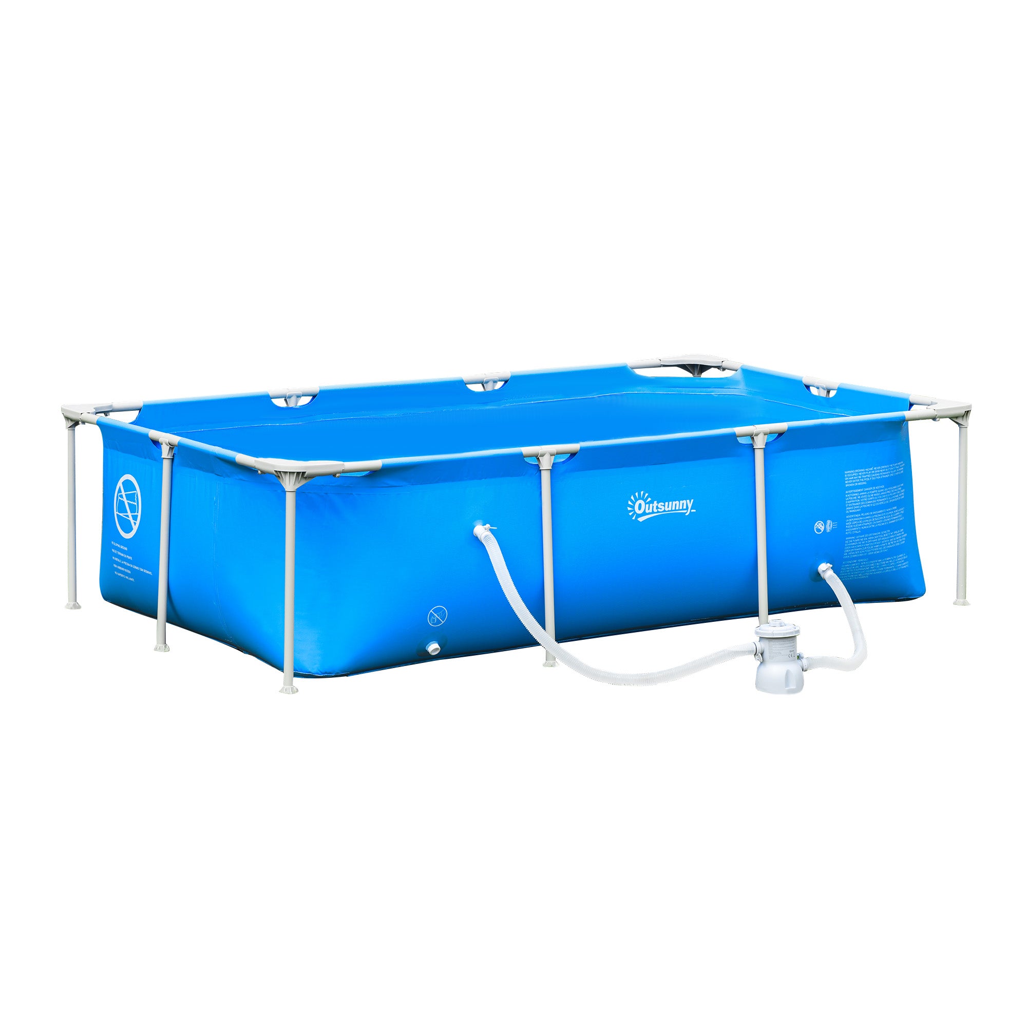 Outsunny 8.3ft x 5ft x 26in Frame Above Ground Swimming Pool Set with Filter Pump Filter Cartridge Reinforced Sidewalls Blue
