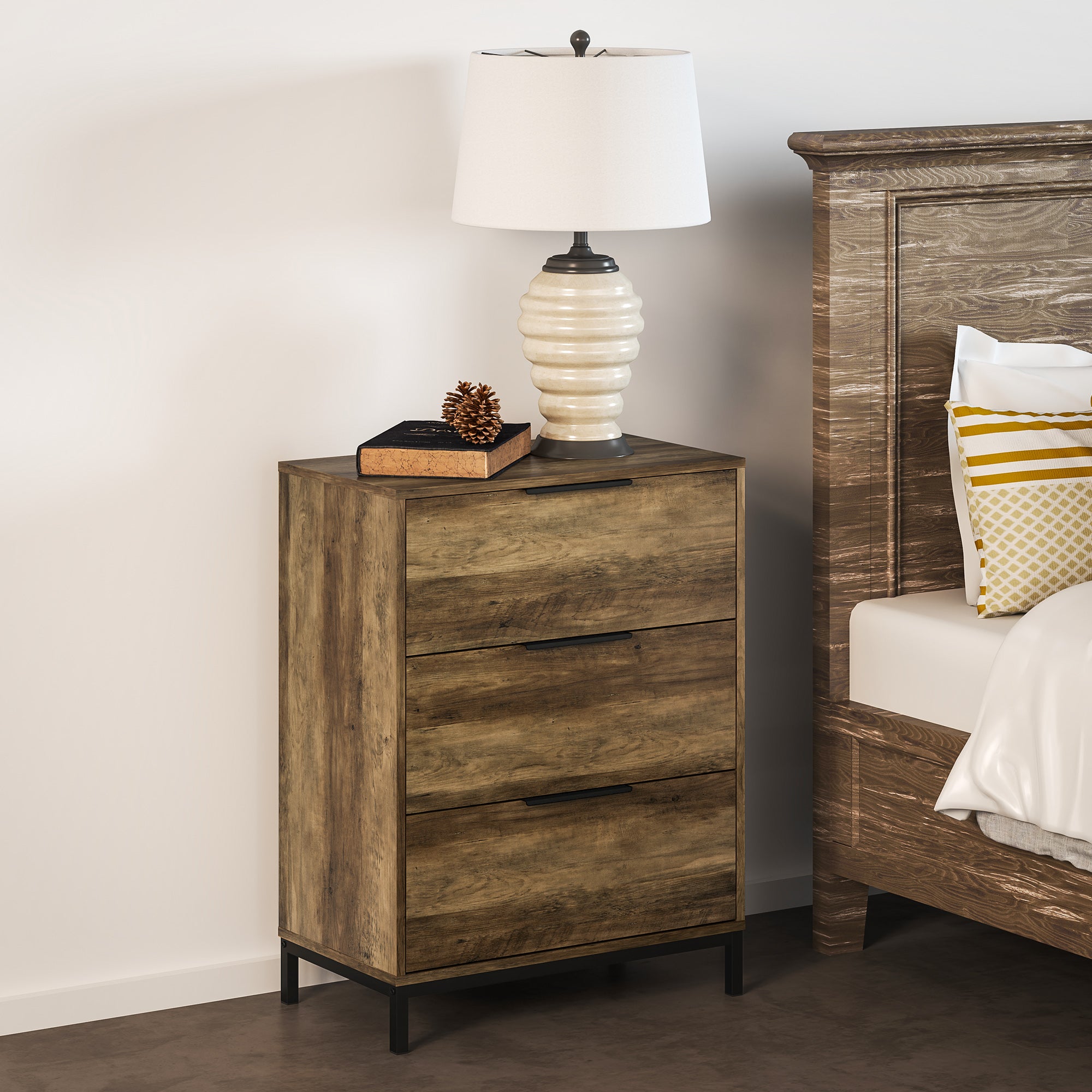 HOMCOM Dresser for Bedroom, 3 Drawer Dresser Tower, Chest of Drawers for Hallway, Entryway, Closet, Natural