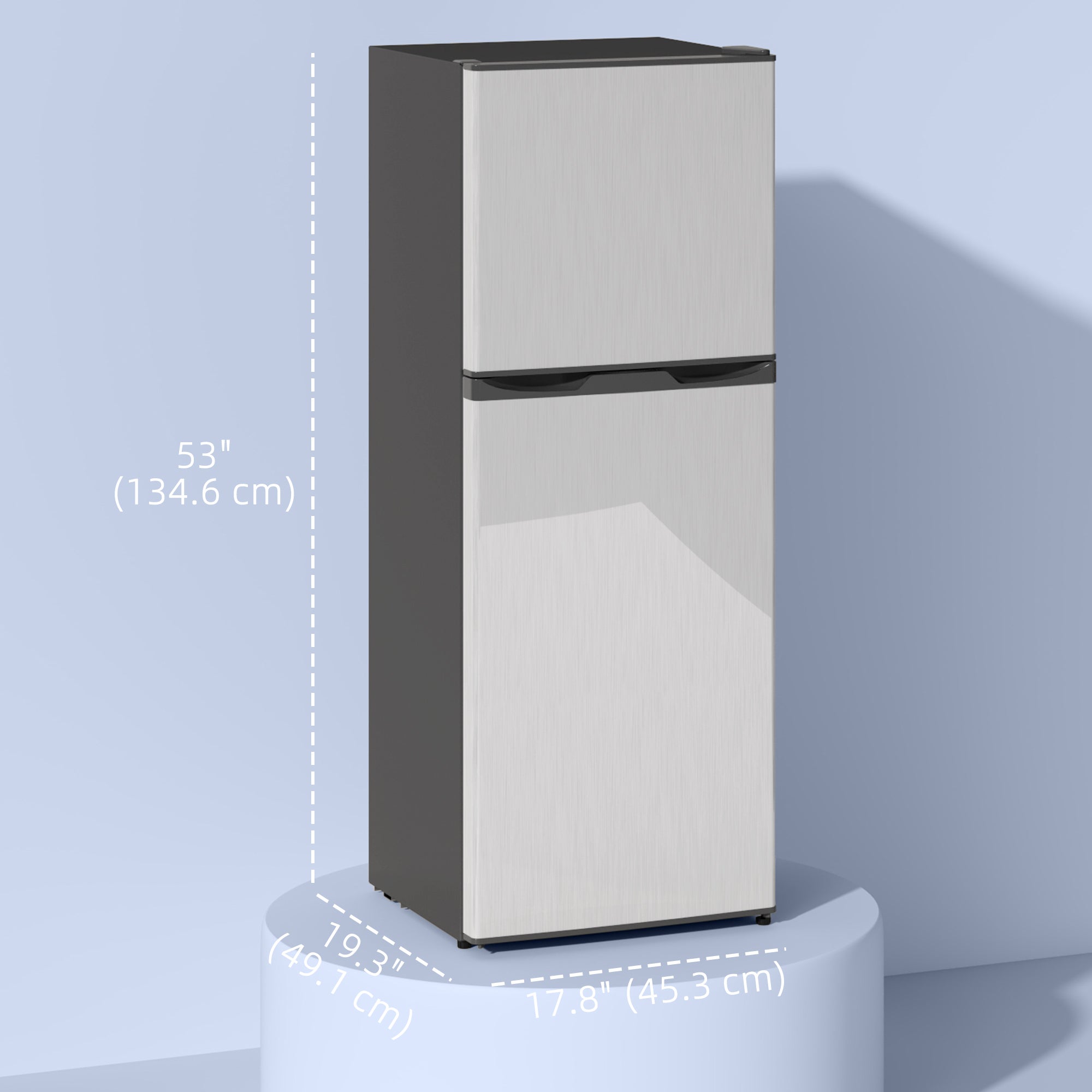 HOMCOM Double Door Mini Fridge with Freezer, 4.6 Cu.Ft Small Refrigerator with Thermostat, Shelves, Reversible Door, Silver