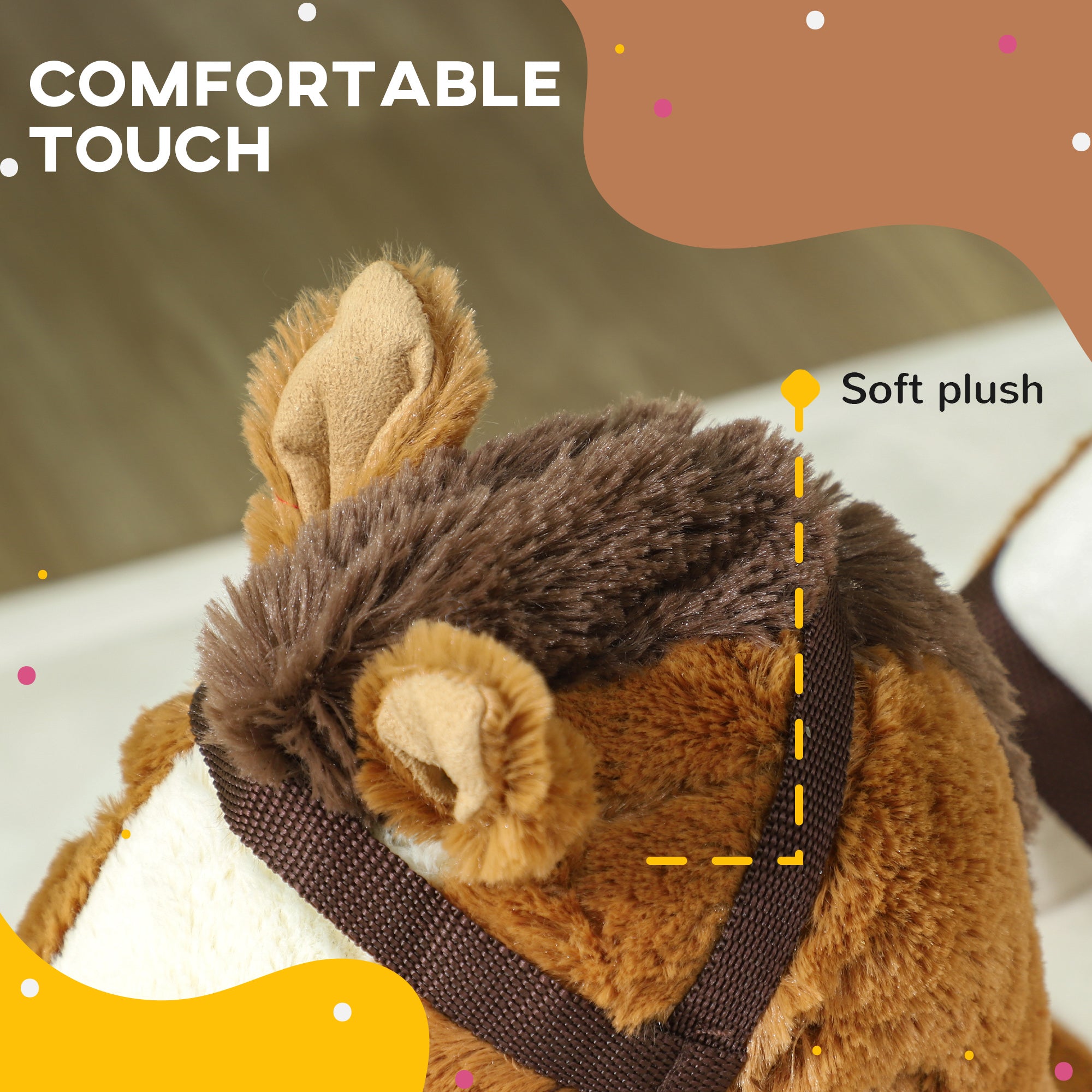 Qaba Baby Rocking Horse, Plush Animal Rocker for Toddlers Aged 18-36 Months with Sounds, Seat Belt