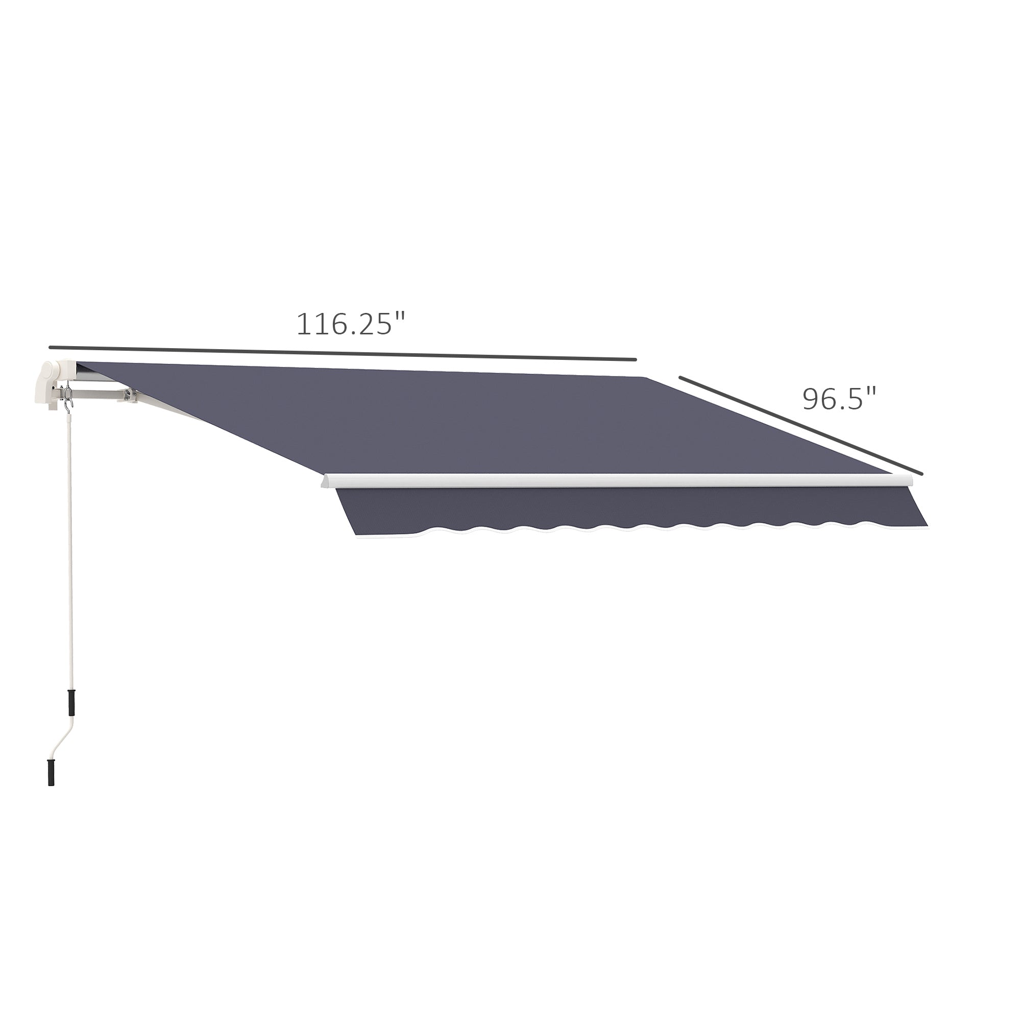 Outsunny 10' x 8' Manual Retractable Awning, Sun Shade Shelter Canopy, with Aluminum Frame and UV Protection for Patio Deck Yard Window Door, Blue