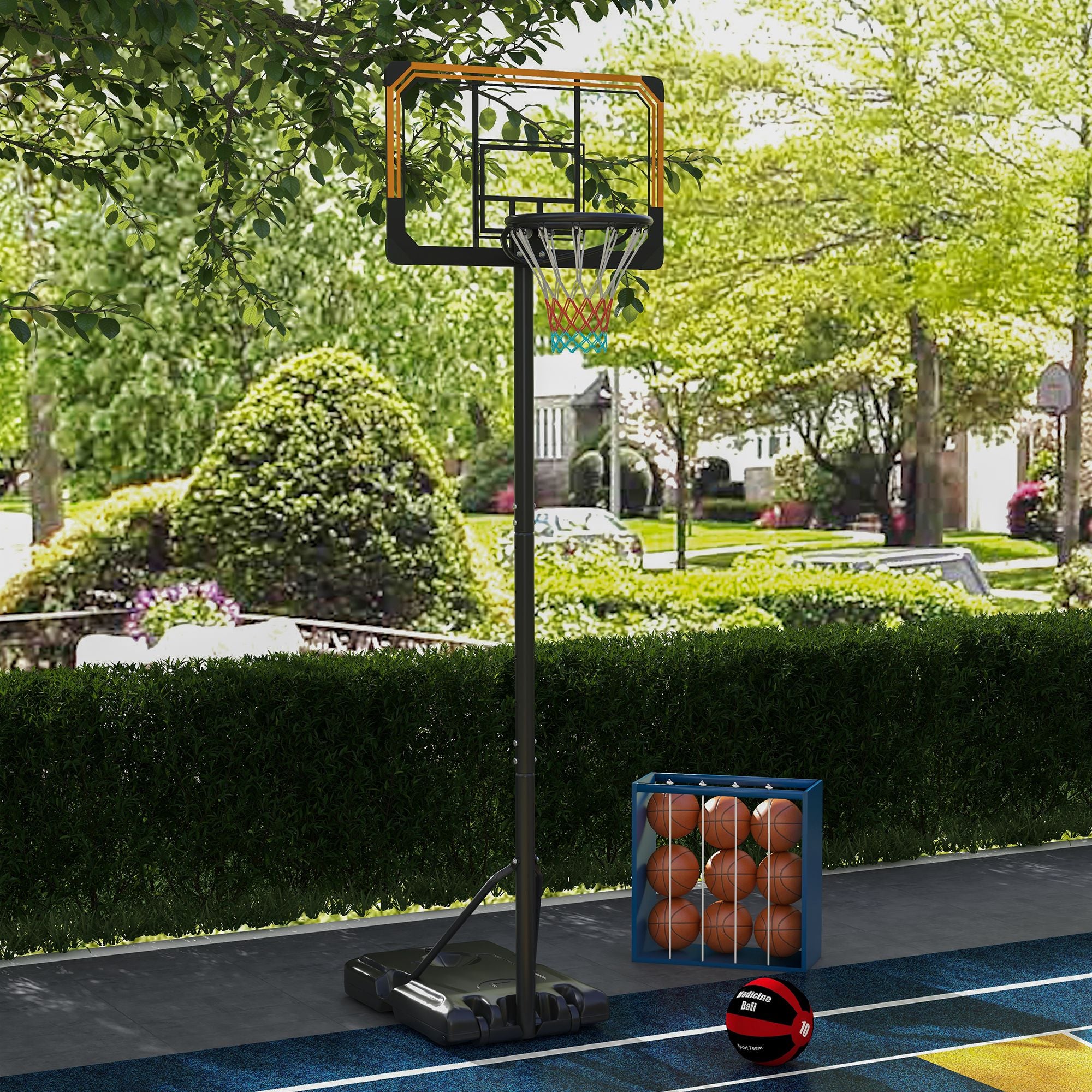 Soozier 6-7ft Basketball Hoop, Freestanding Basketball System with 18" Shatterproof Backboard and Weighted Base