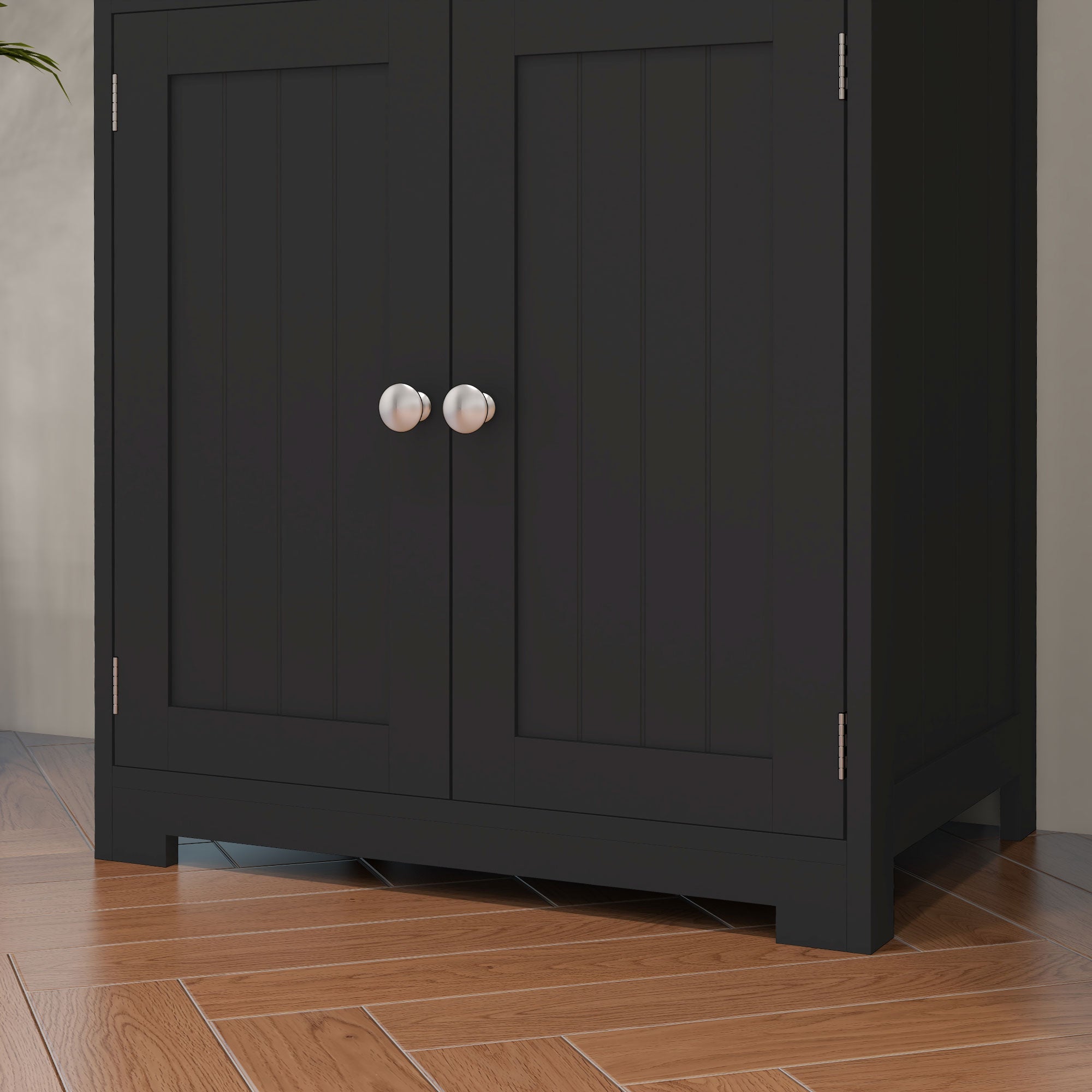 HOMCOM 63" Small Buffet with Hutch, 4-Door Kitchen Pantry Storage Cabinet with Adjustable Shelf for Dining Room, Black